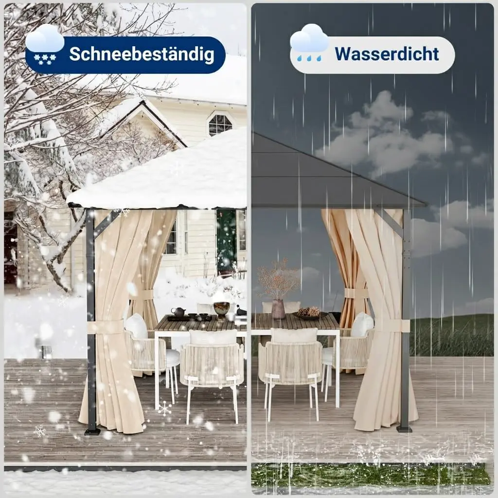 Pergola en métal beige 3x3 m vue 7