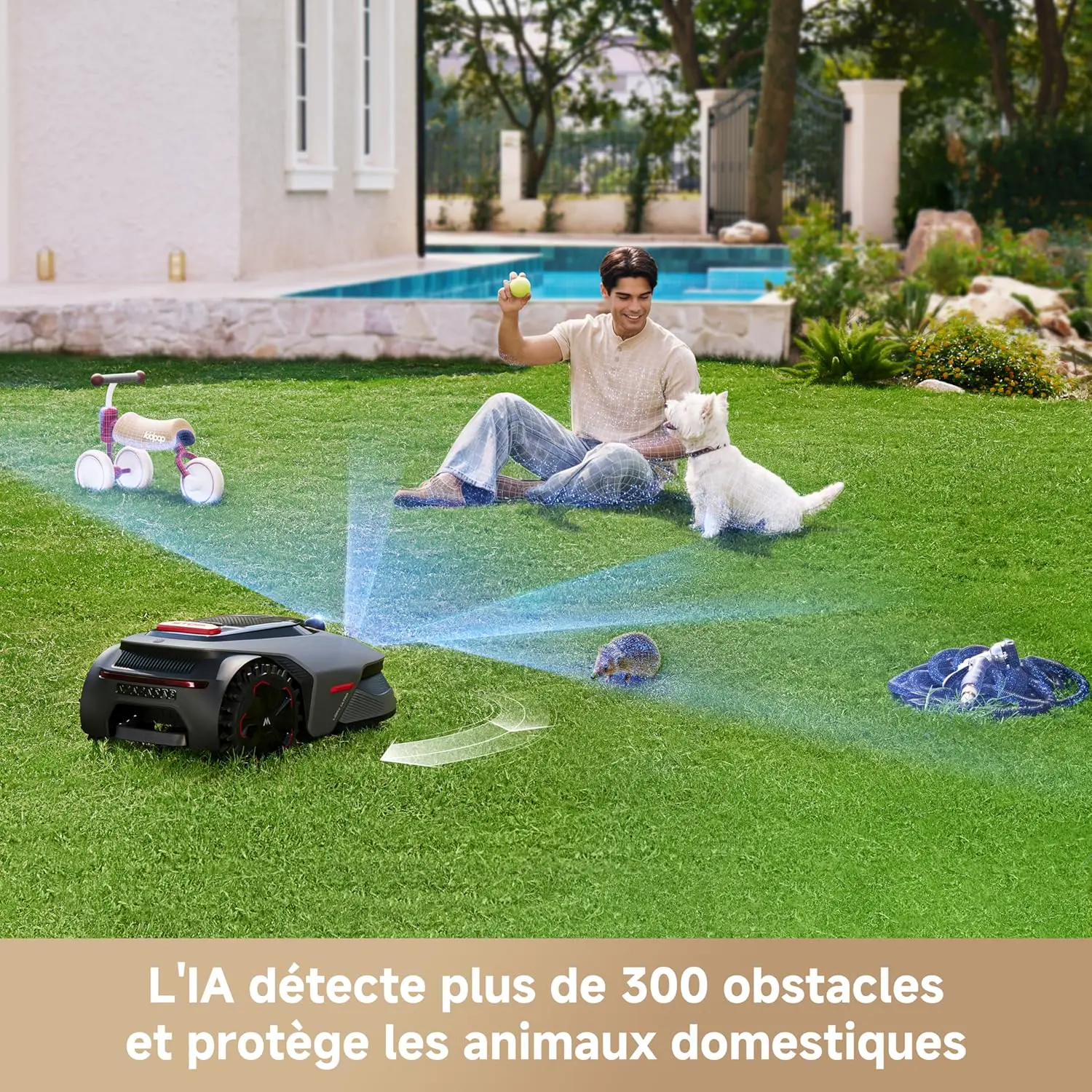 Robot tondeuse gris vue 4