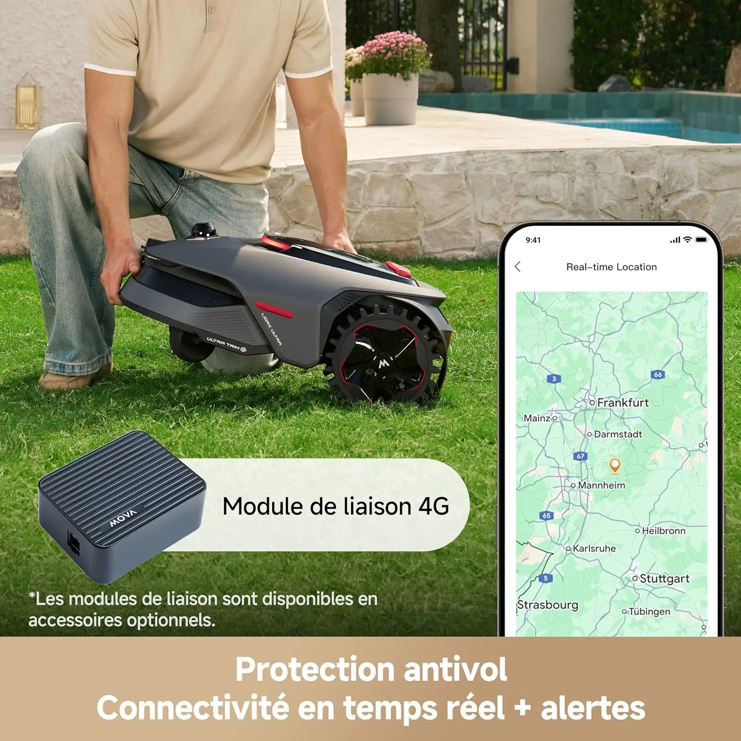 Robot tondeuse gris vue 5