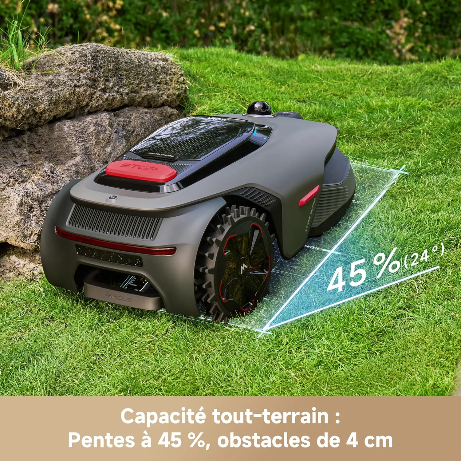 Robot tondeuse gris vue 8