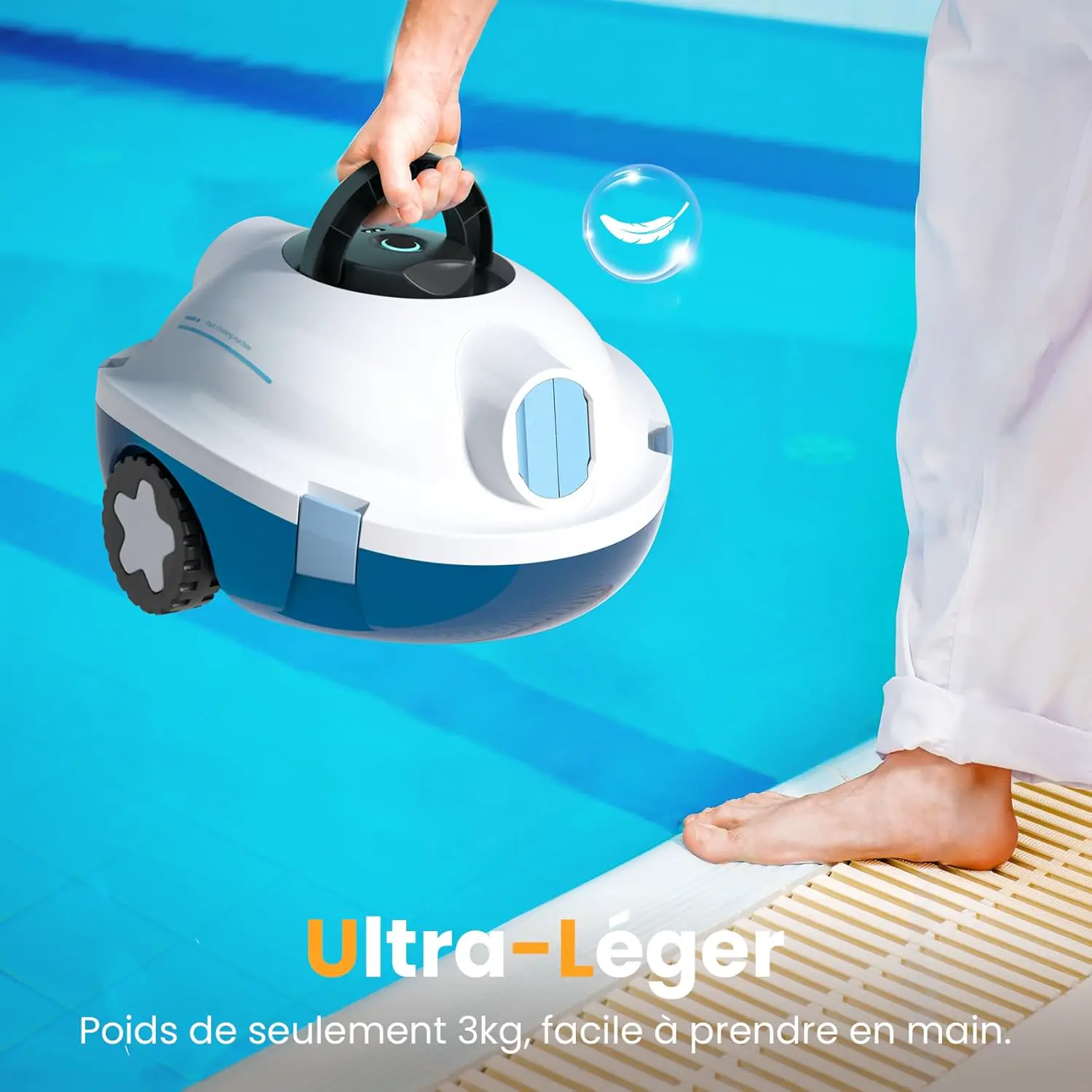 Robot piscine blanc vue 6