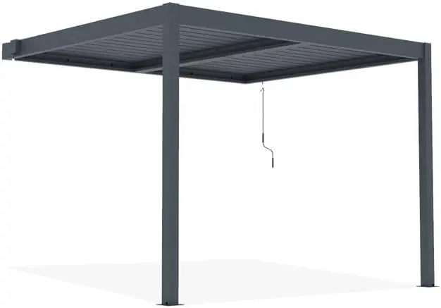 Pergola en aluminium gris 3x2,5 m adossée vue 8