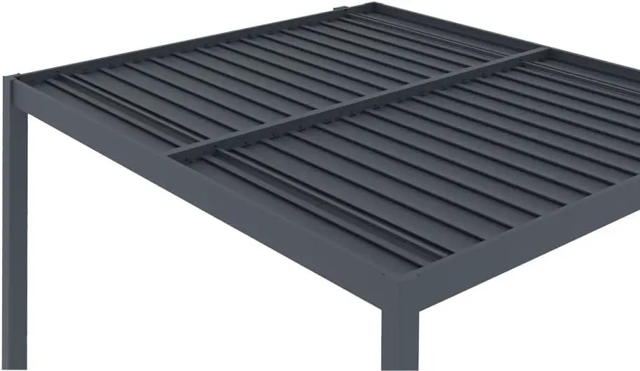 Pergola en aluminium gris 3x2,5 m adossée vue 9
