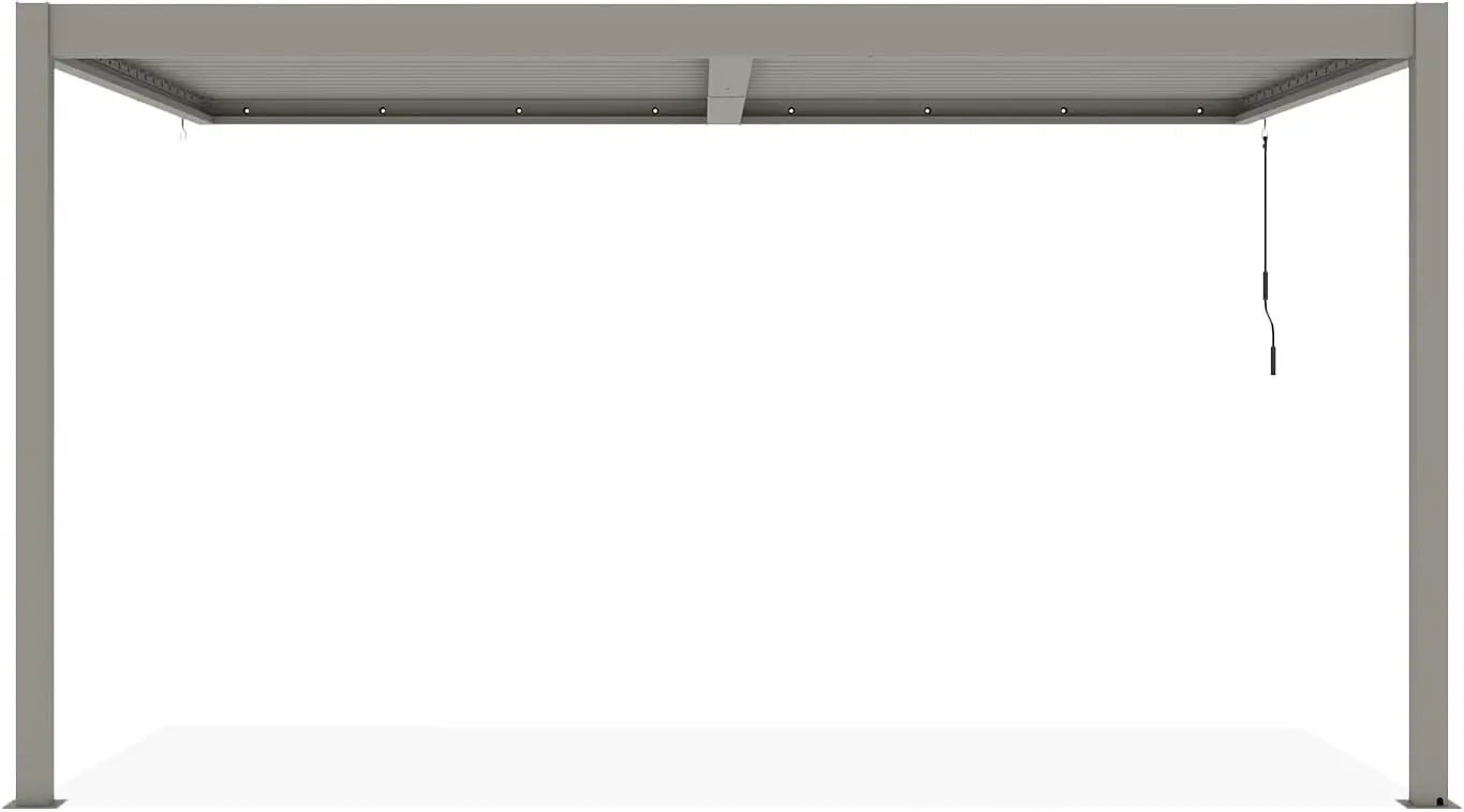 Pergola en aluminium taupe 4x3 m adossée vue 4