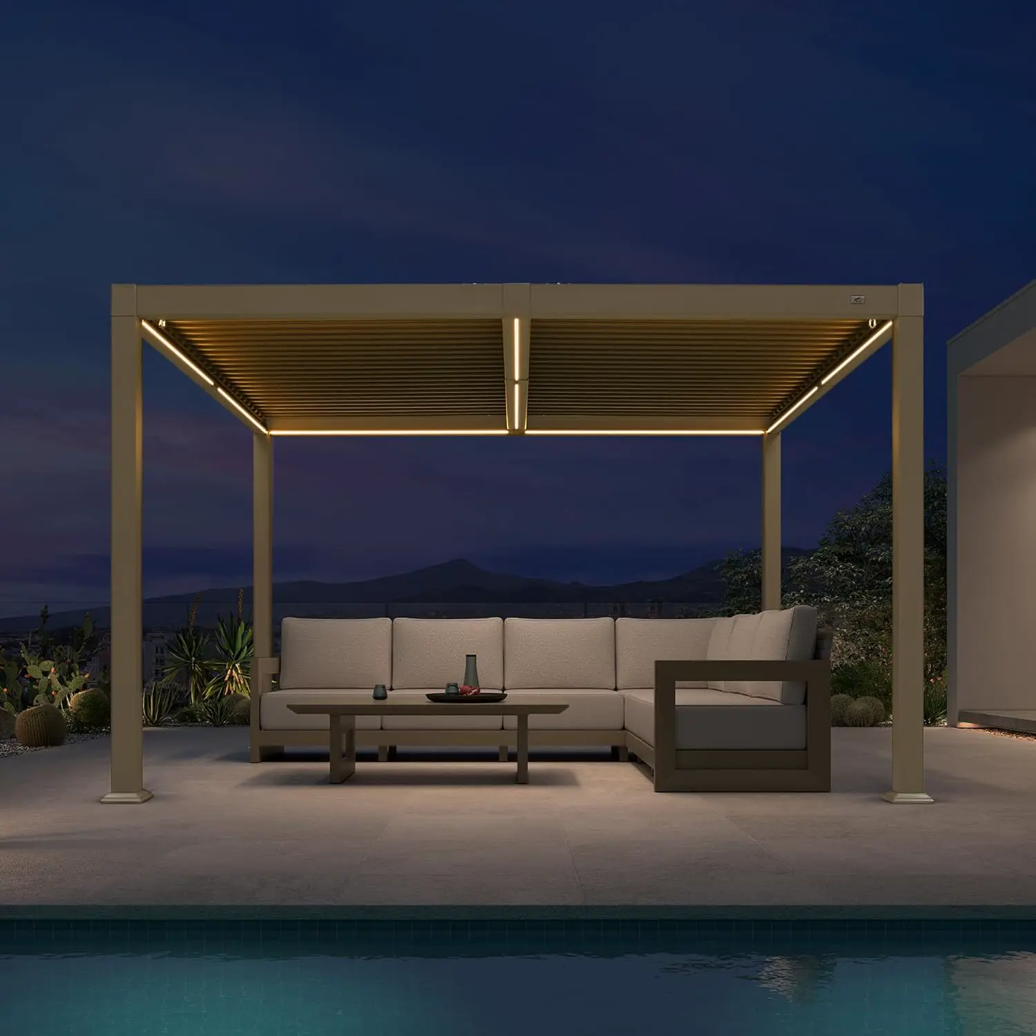 PURPLE LEAF Pergola Bioclimatique avec LED 3 × 3,65 m en Aluminium