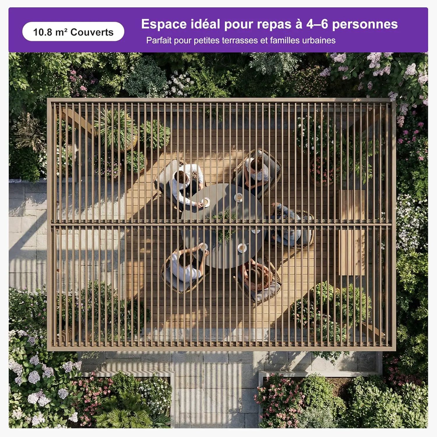 Pergola en aluminium 3x3,65 m vue 6