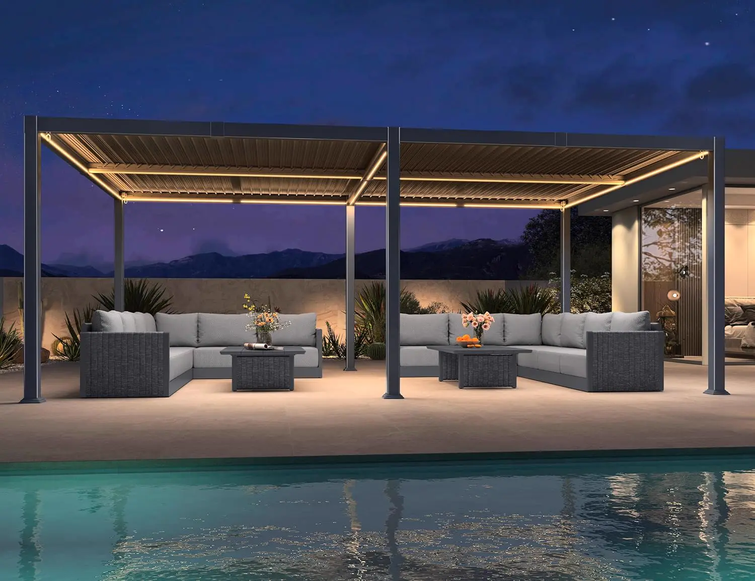 PURPLE LEAF Pergola Bioclimatique 4 x 6 m en Aluminium