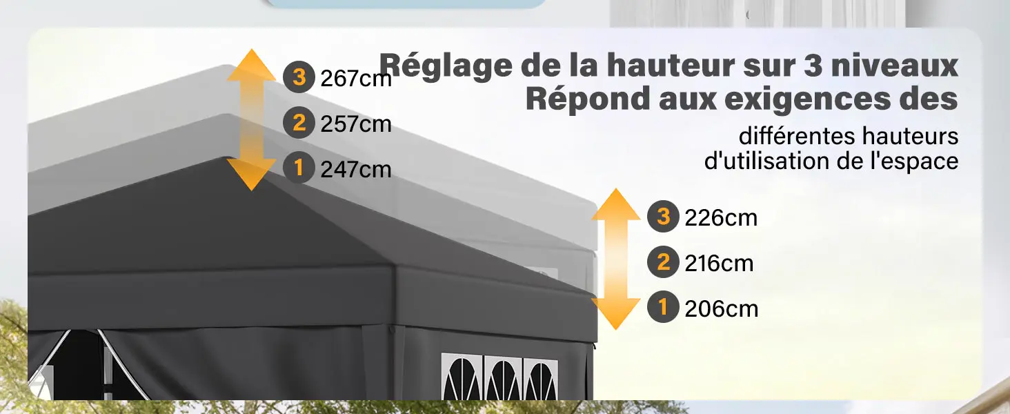 Tonnelle en métal gris 3x6 m — contenu détaillé 3