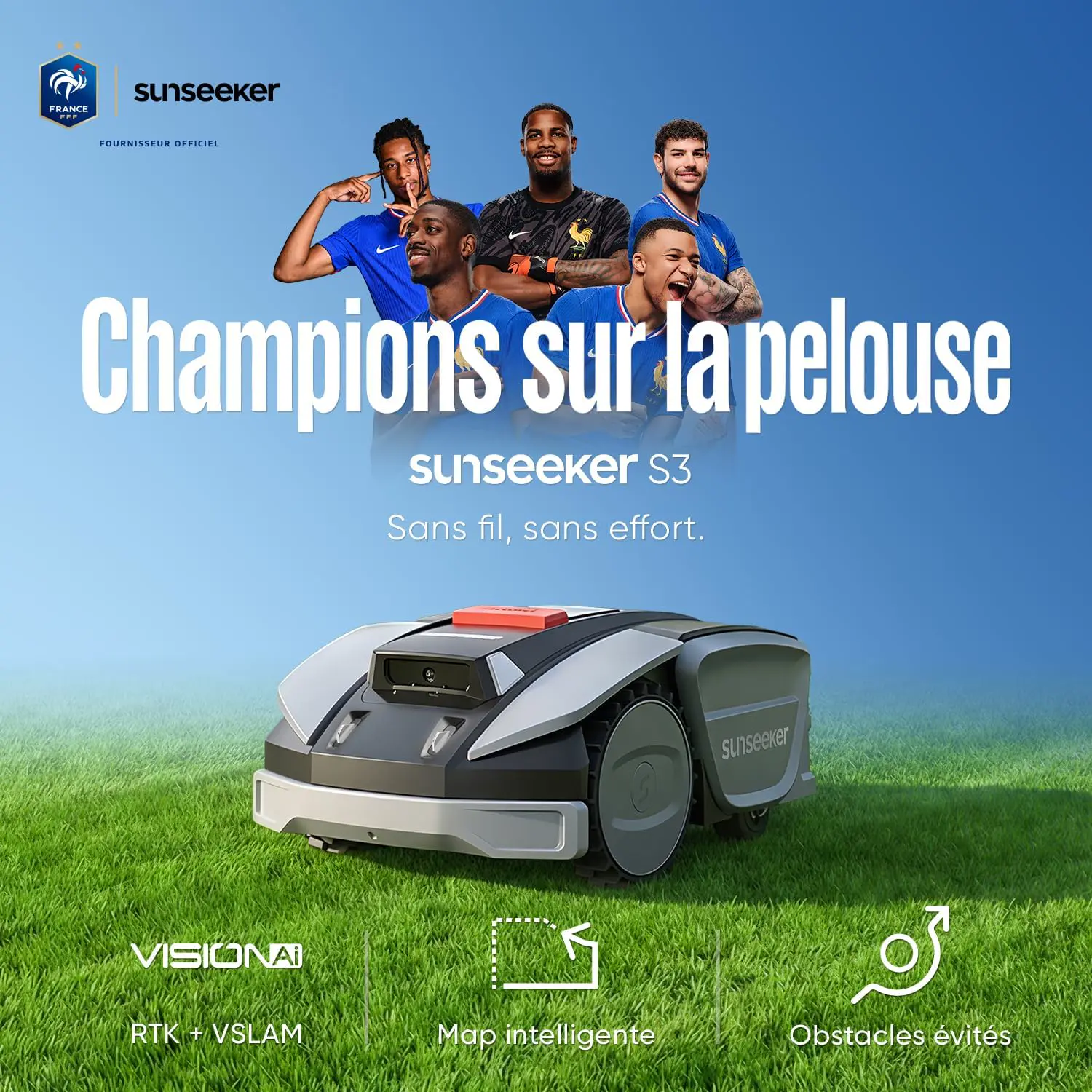 Robot tondeuse gris vue 2