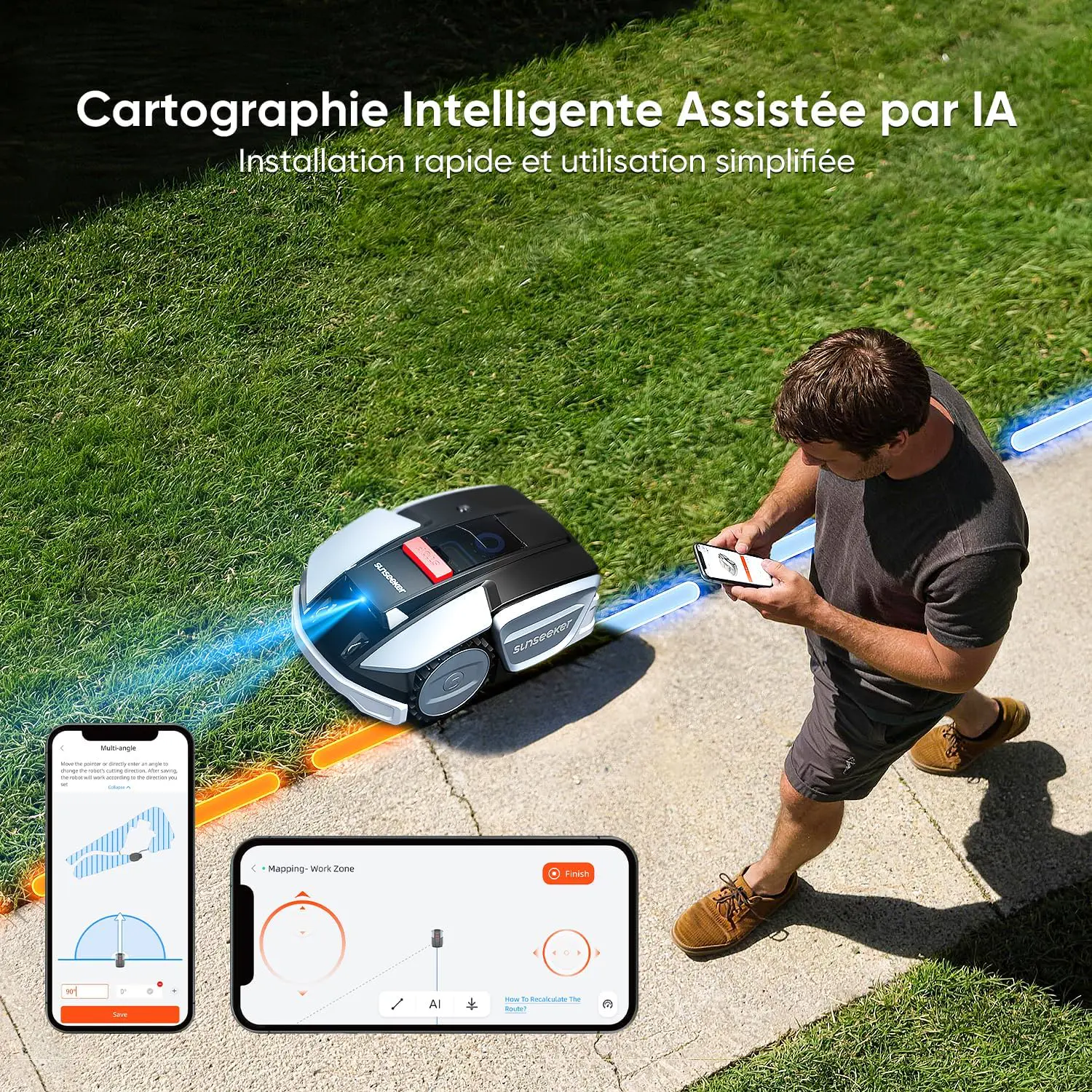 Robot tondeuse gris vue 4