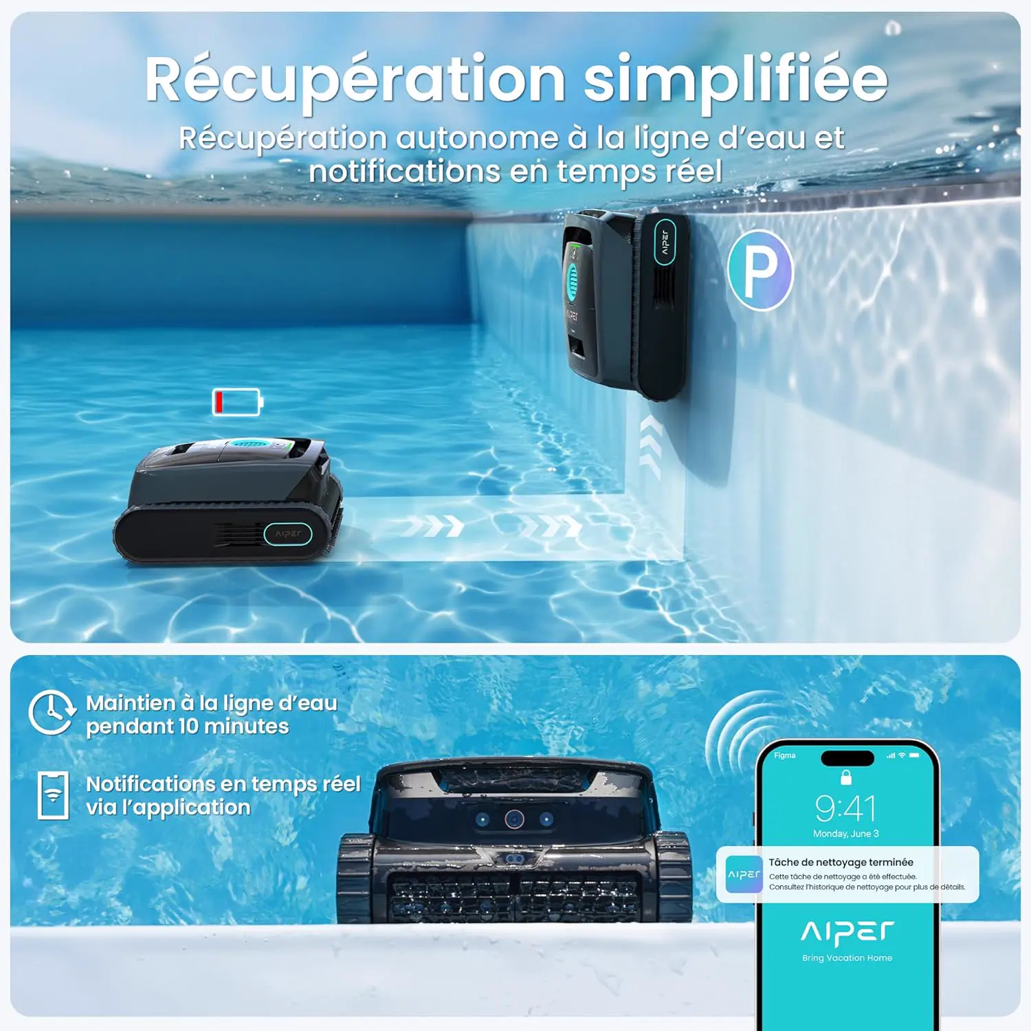 Robot piscine sable vue 4