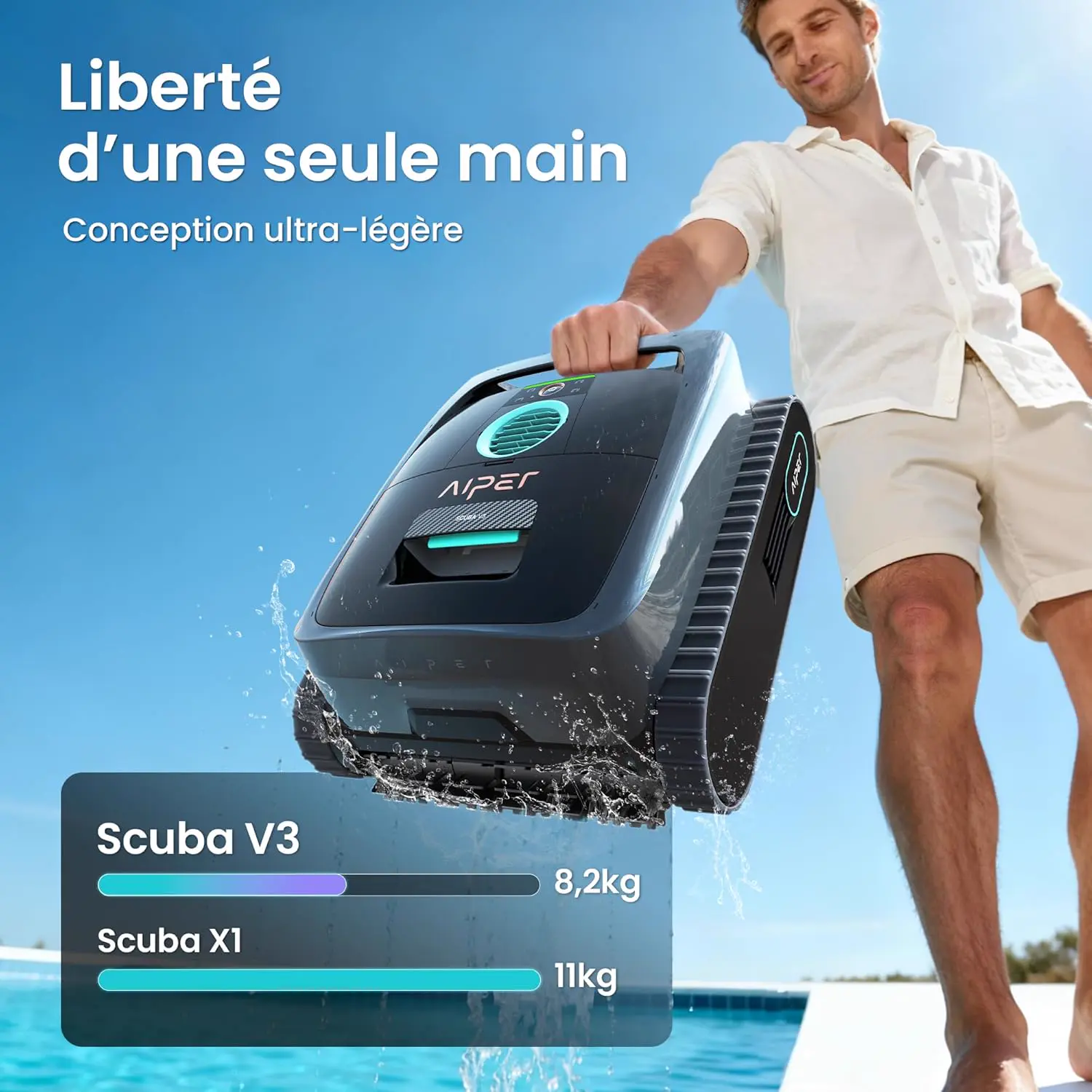 Robot piscine sable vue 8
