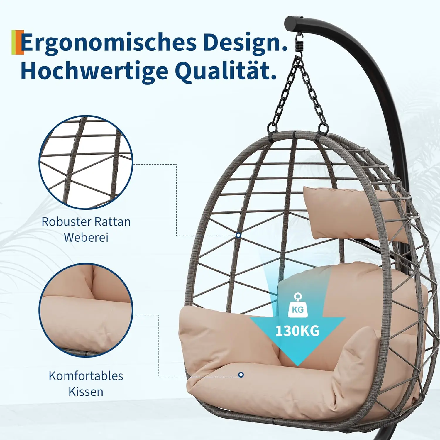 Fauteuils suspendus en rotin gris vue 4