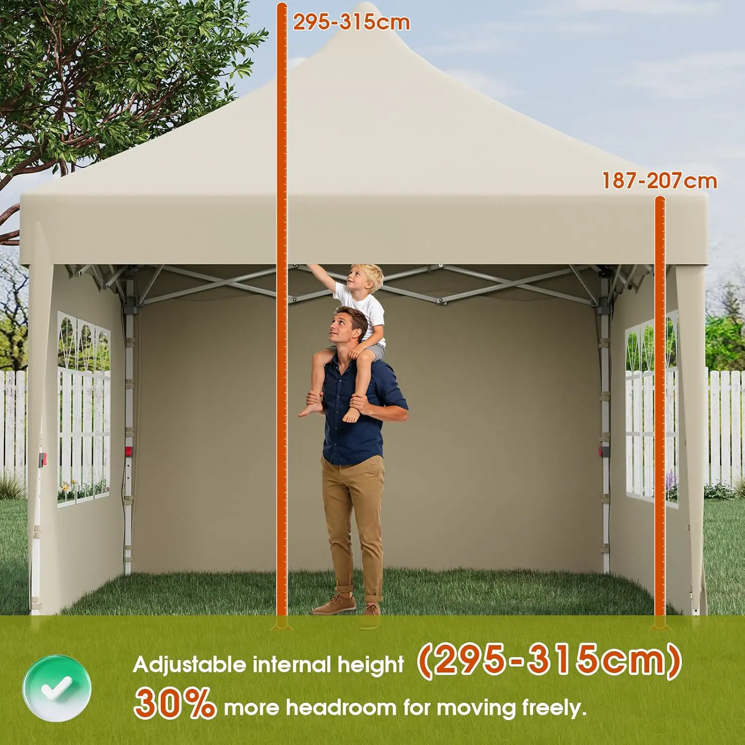 Tonnelle en métal beige 3x3 m vue 3