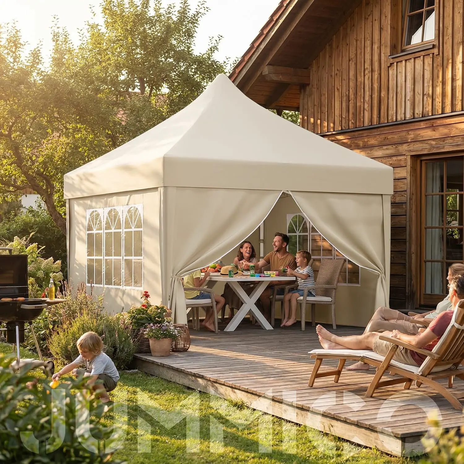 Tonnelle en métal beige 3x3 m vue 7