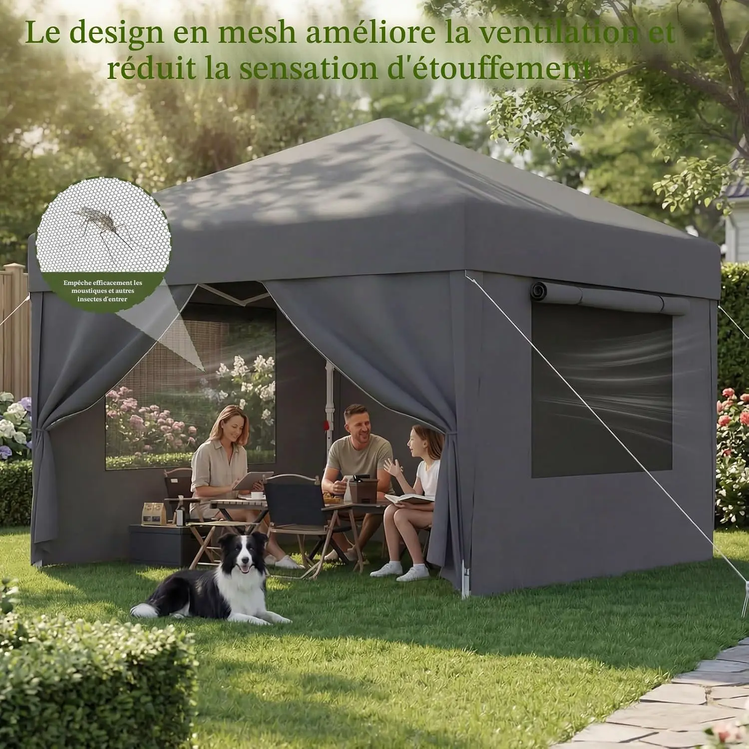 Tonnelle en métal gris 3x6 m vue 2