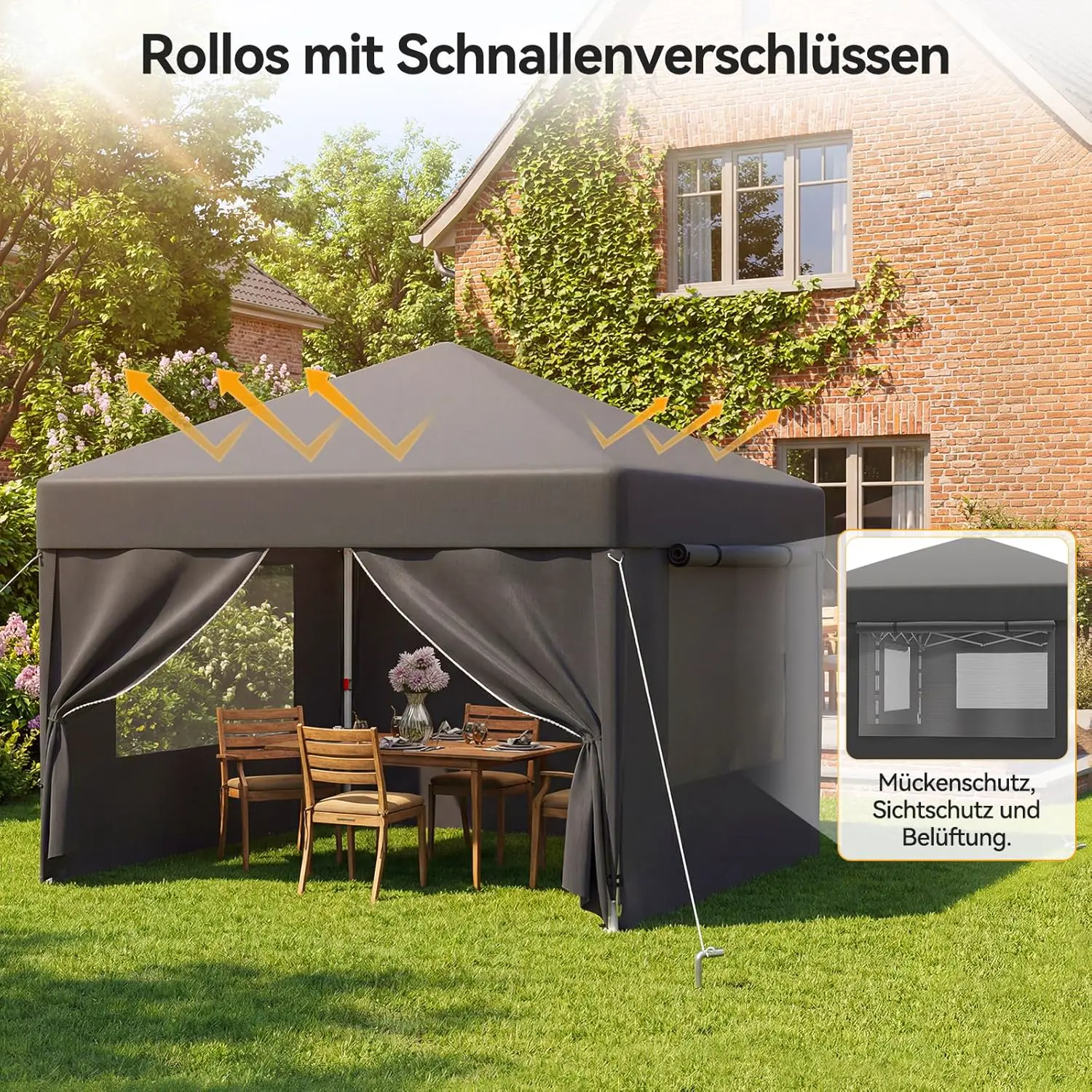 Tonnelle en métal gris 3x6 m vue 3
