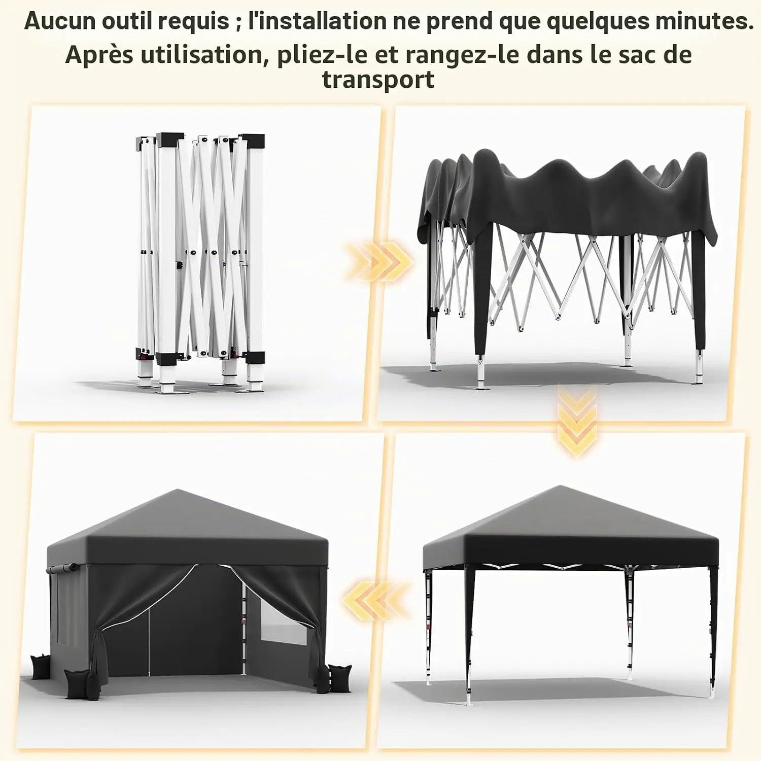 Tonnelle en métal gris 3x6 m vue 5