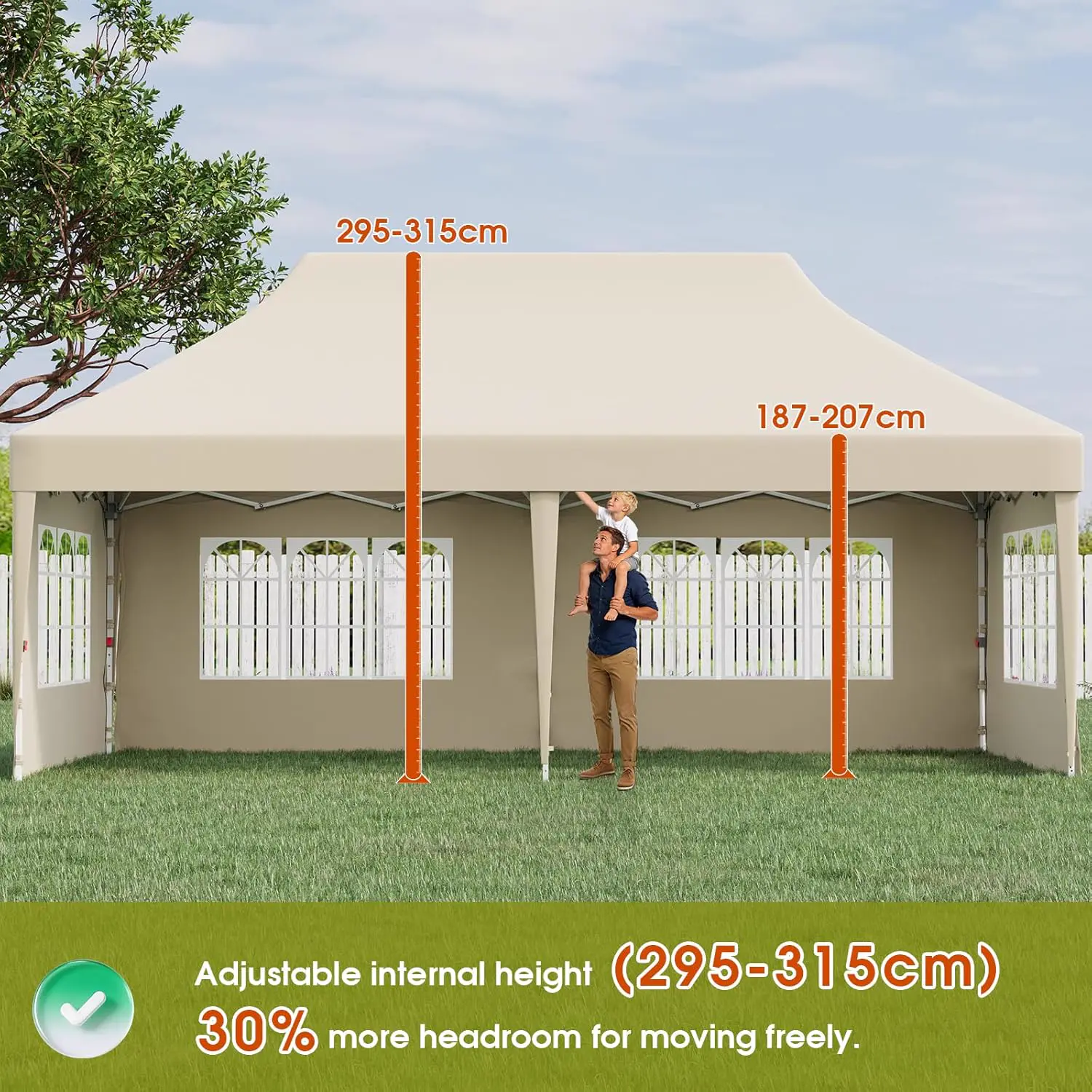 Tonnelle gris 3x6 m vue 3