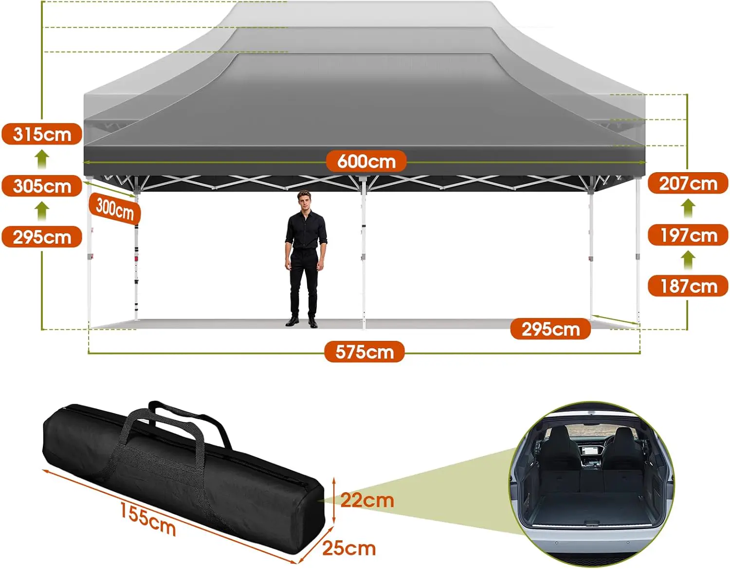 Tonnelle gris 3x6 m vue 5
