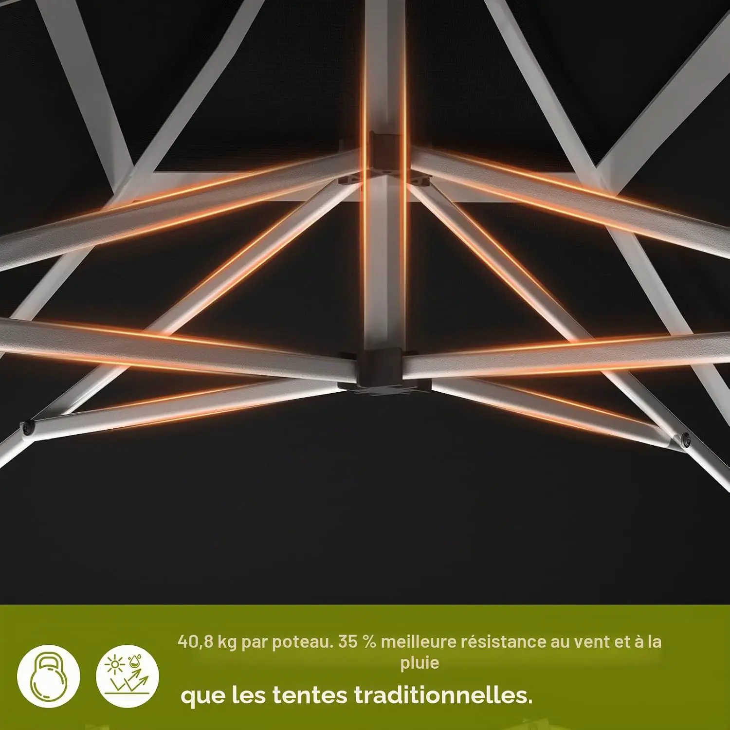 Tonnelle en aluminium gris 3x3 m vue 2