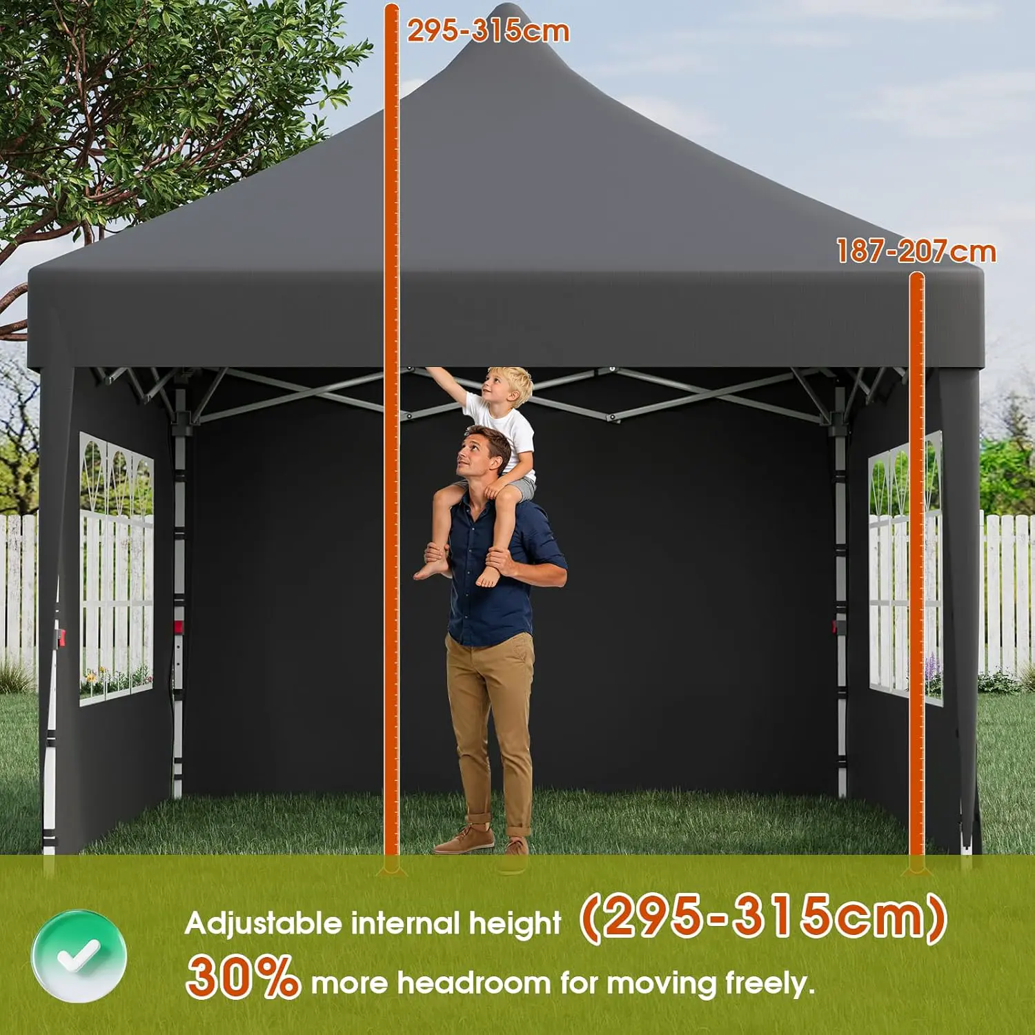 Tonnelle en aluminium gris 3x3 m vue 3