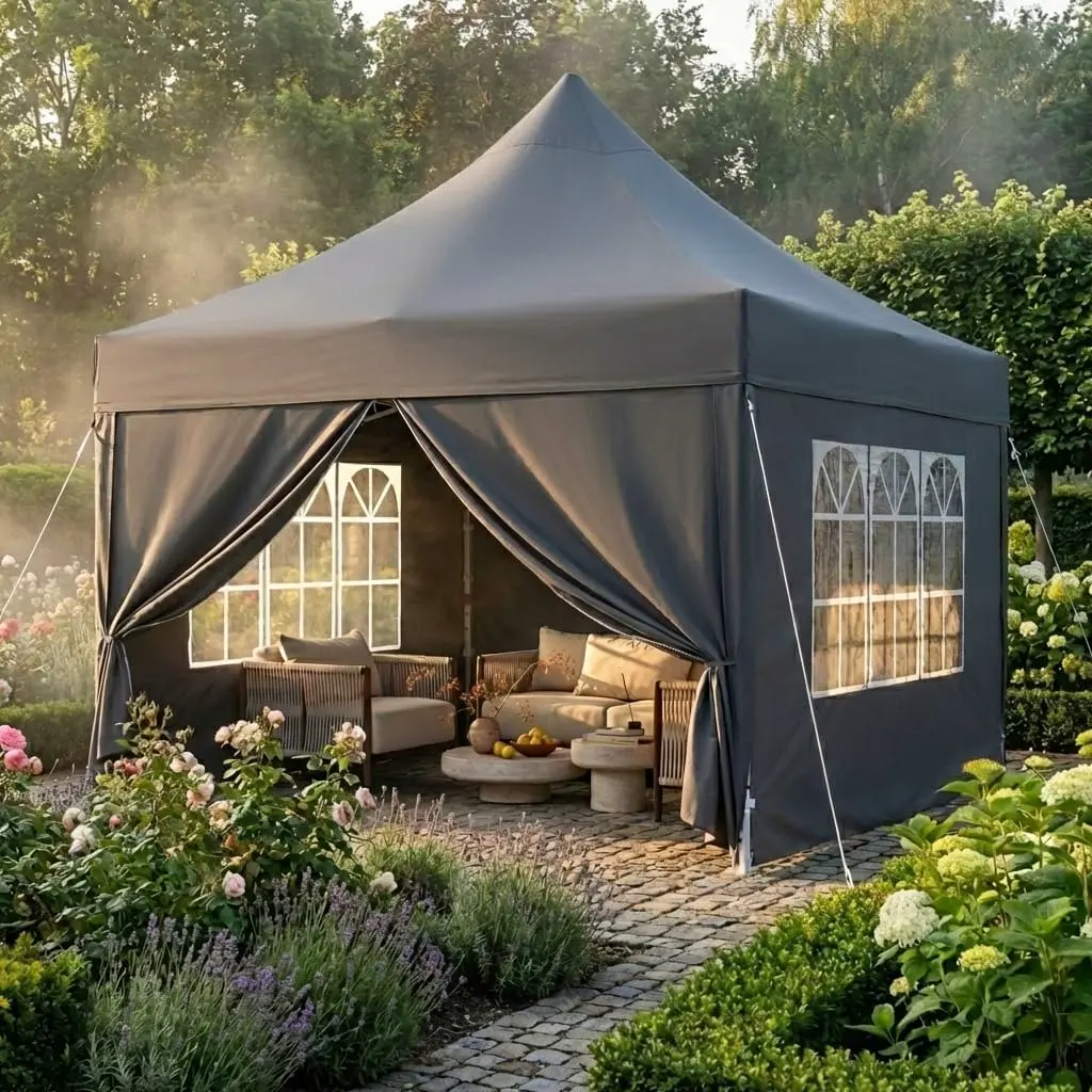 Tonnelle en aluminium gris 3x3 m vue 8