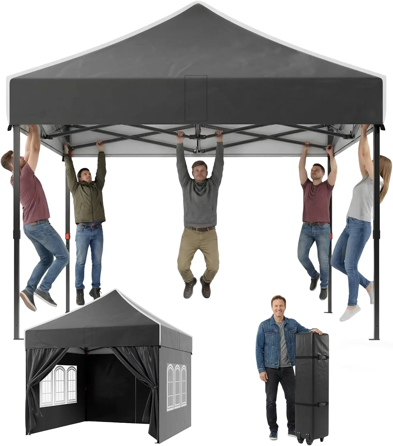 JUMMICO Tonnelle Pliante 3x3m avec Parois Latérales ｜ Structure