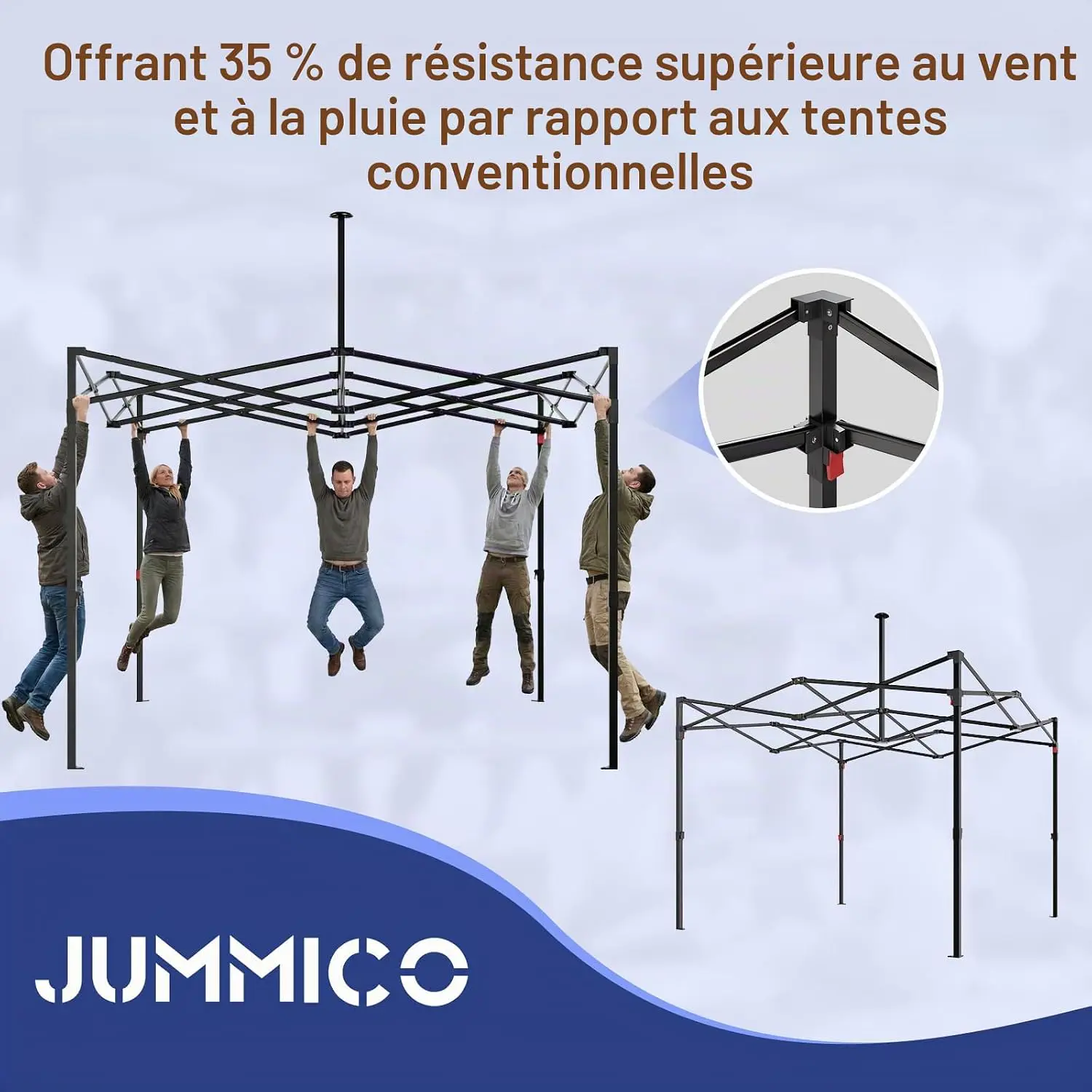 Tonnelle en métal noir 3x3 m vue 2