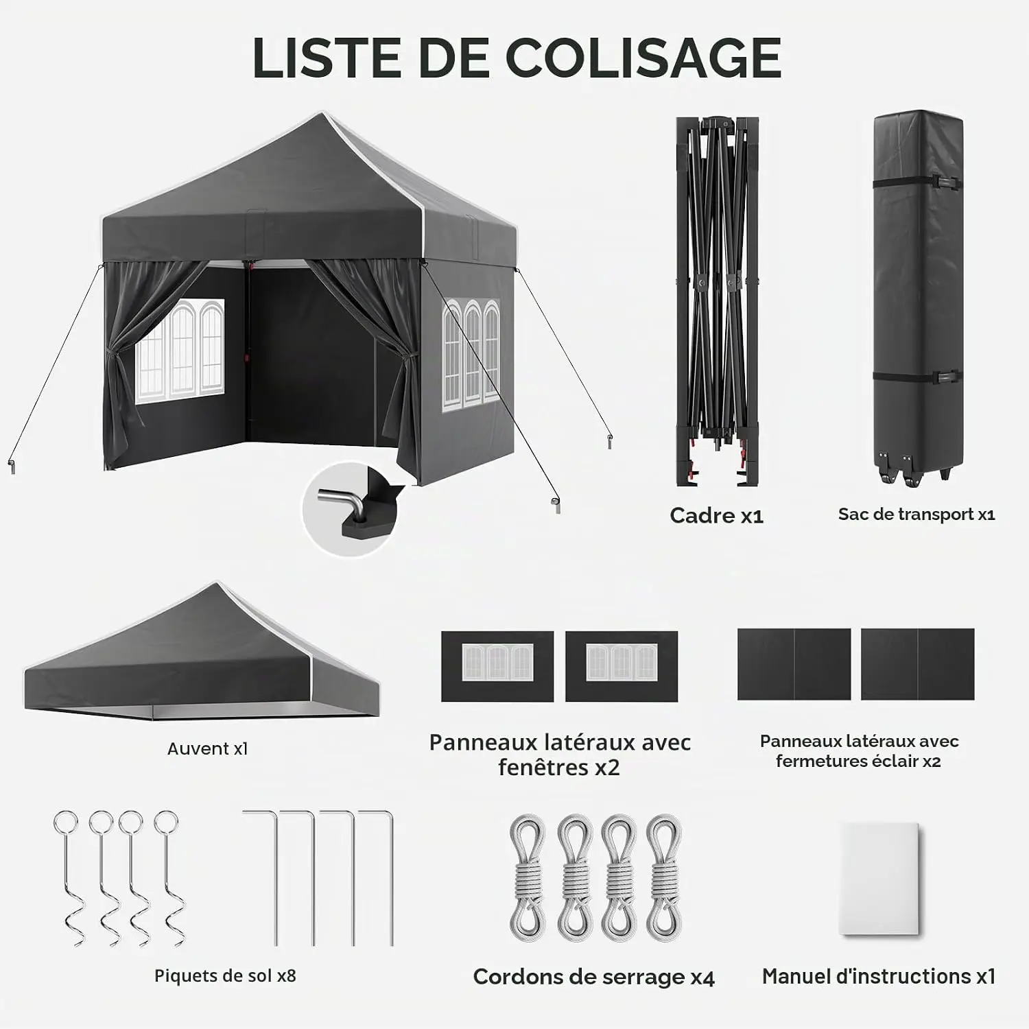Tonnelle en métal noir 3x3 m vue 6