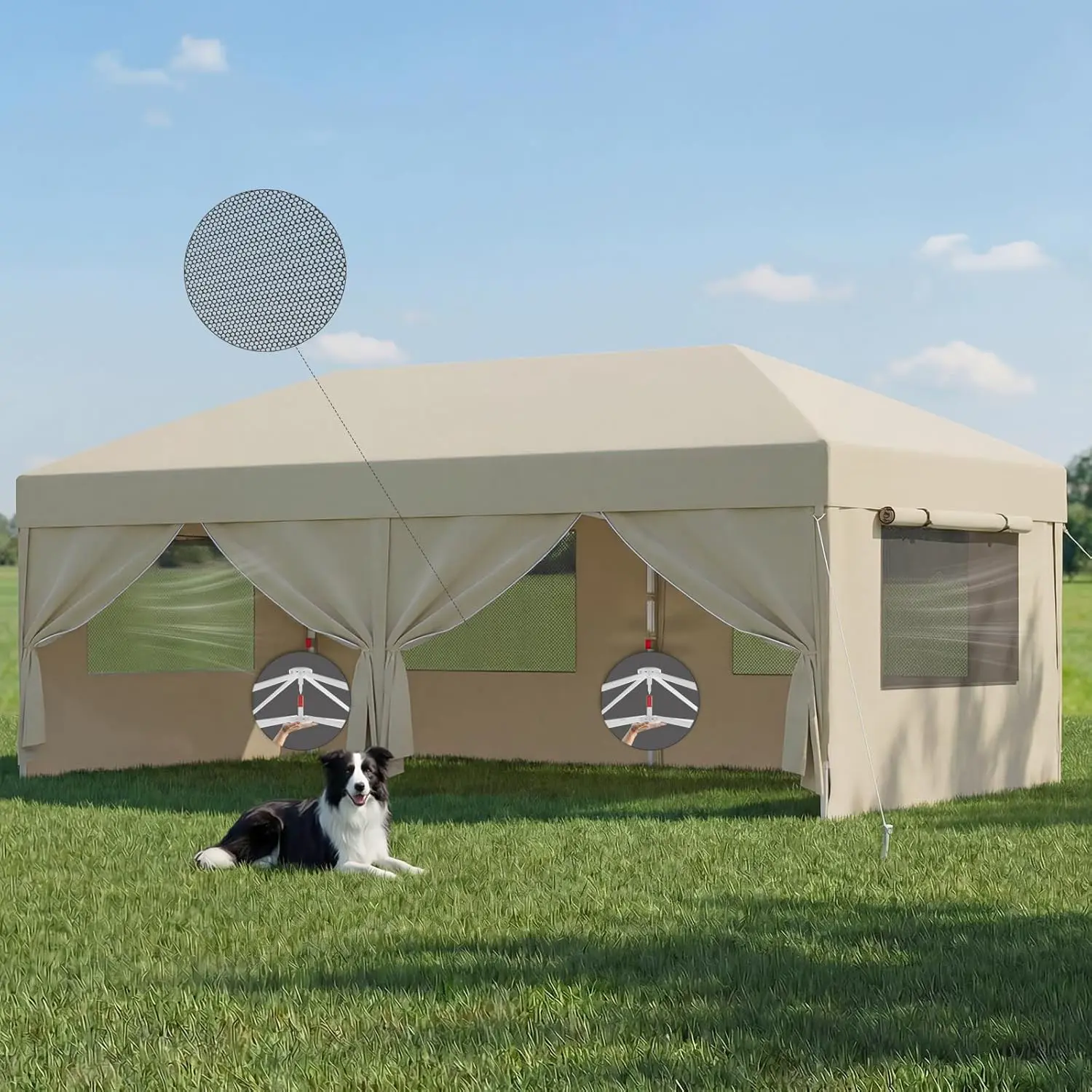 JUMMICO Tonnelle Pliante 3x6m avec Moustiquaire Aérée