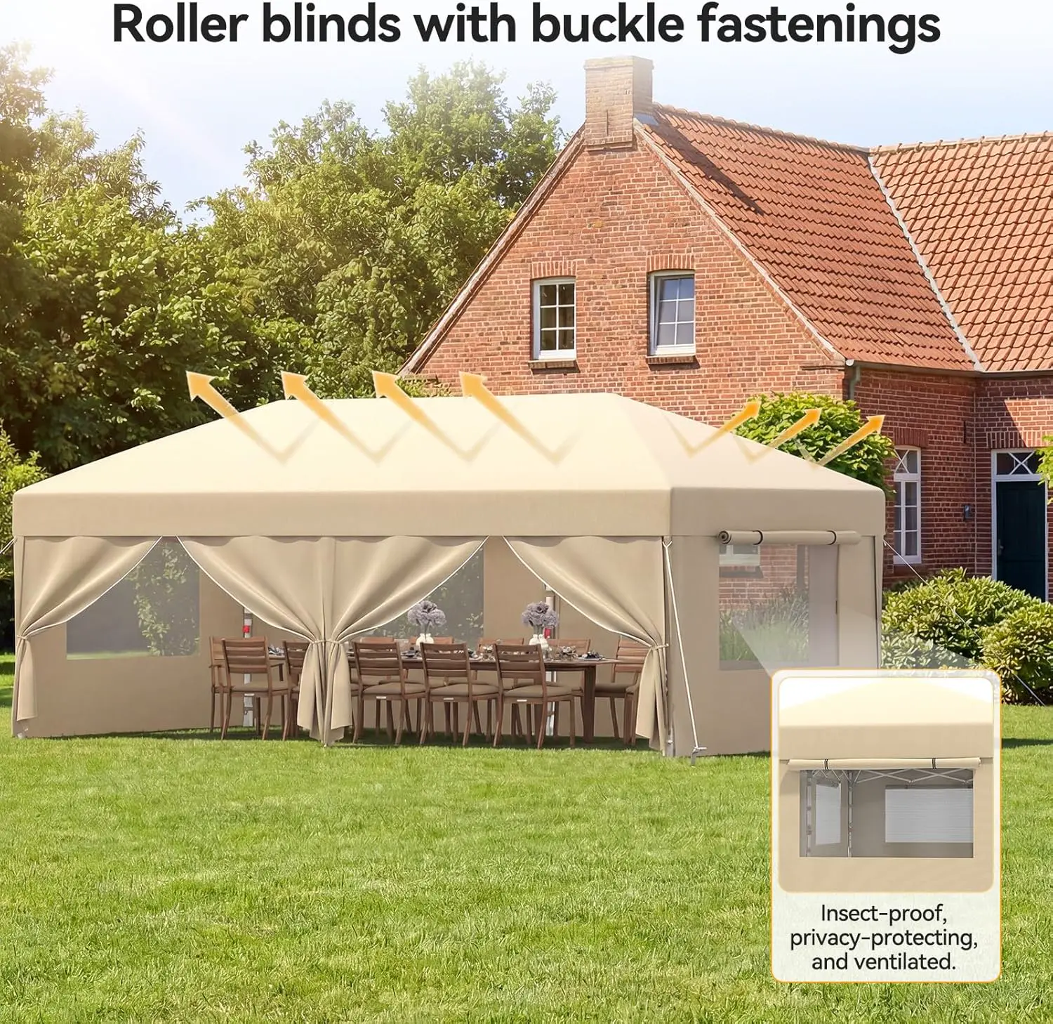 Tonnelle en métal beige 3x6 m vue 2