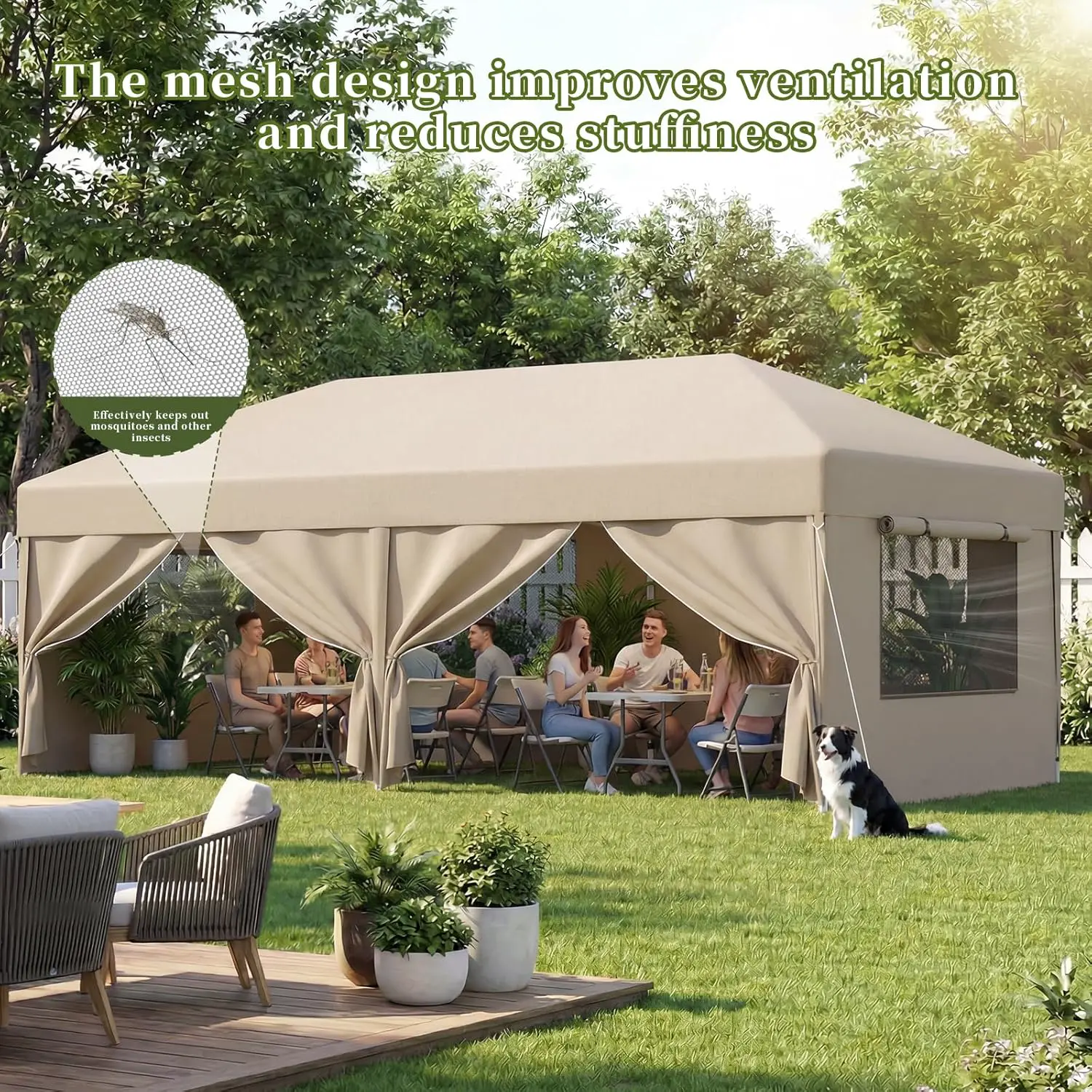 Tonnelle en métal beige 3x6 m vue 8