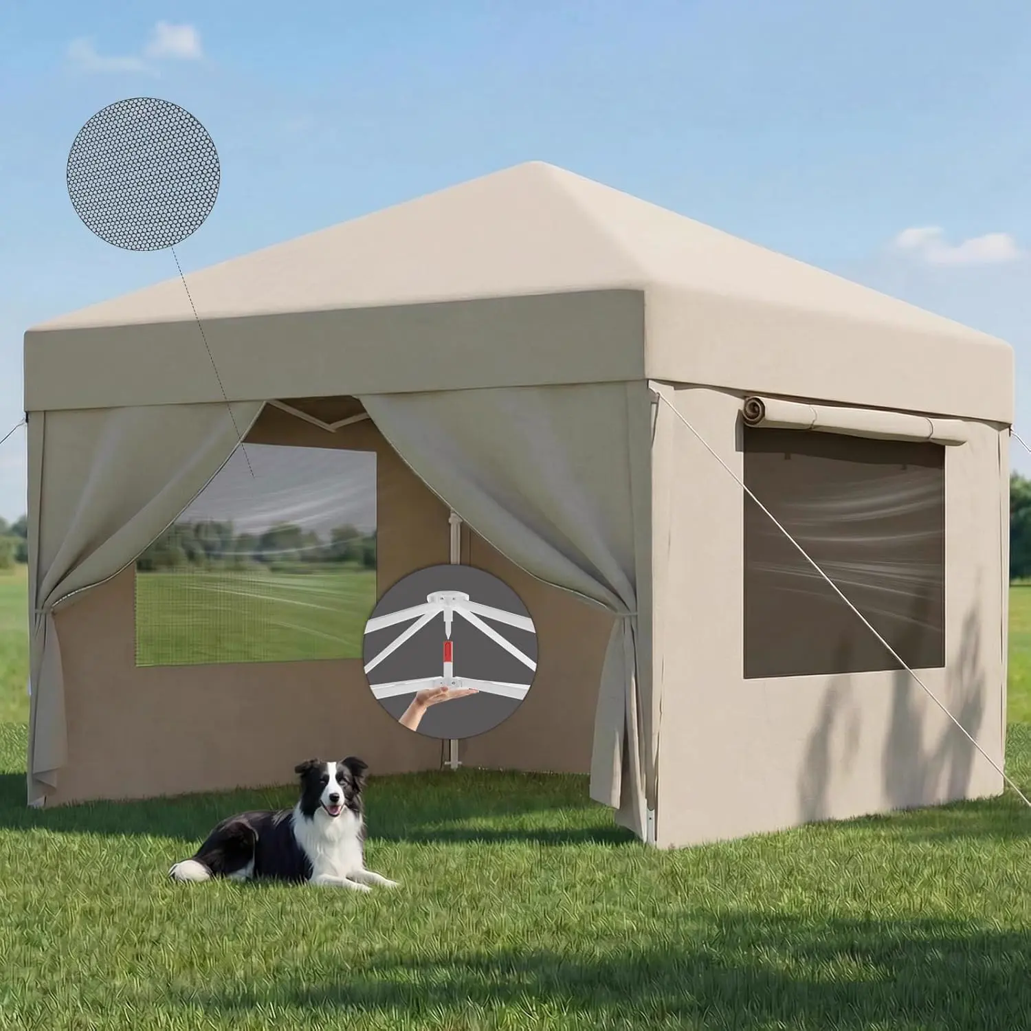 JUMMICO Tonnelle Pliante 3x3m avec Moustiquaire Aérée