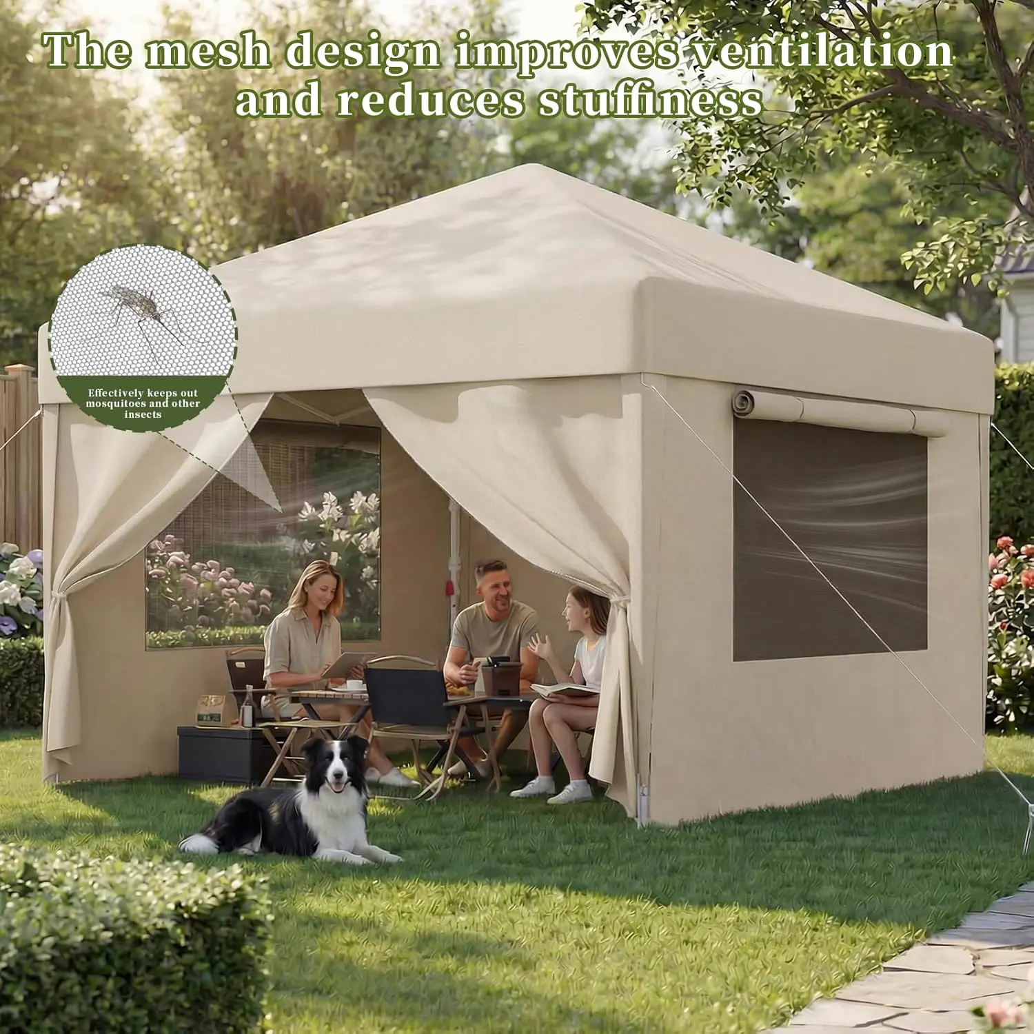 Tonnelle beige 3x3 m vue 2