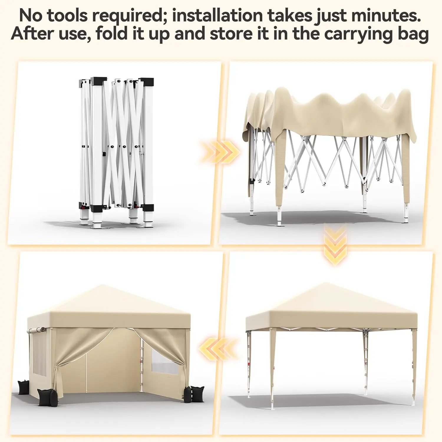 Tonnelle beige 3x3 m vue 4