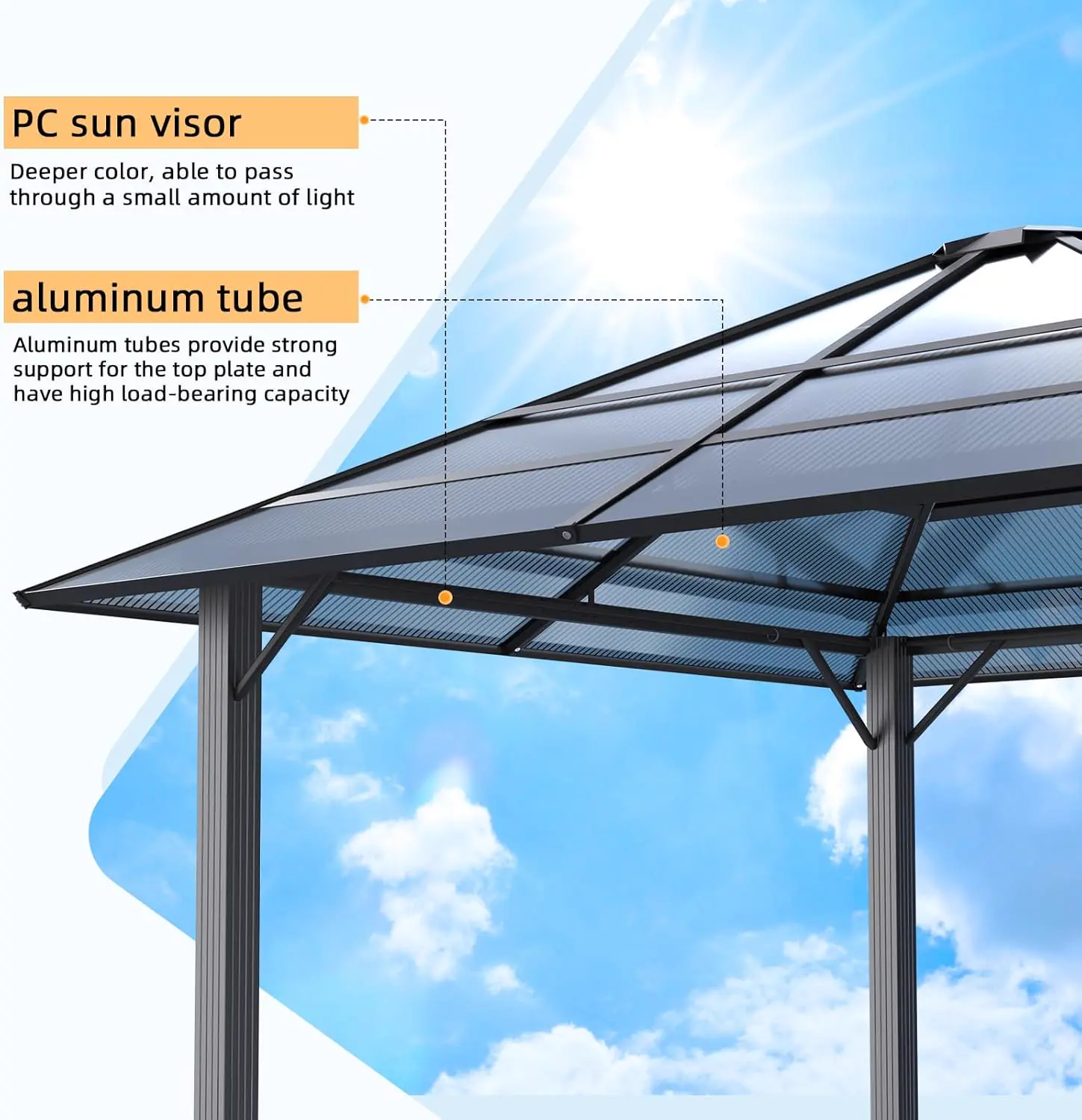 Pergola en aluminium 3x3 m vue 2