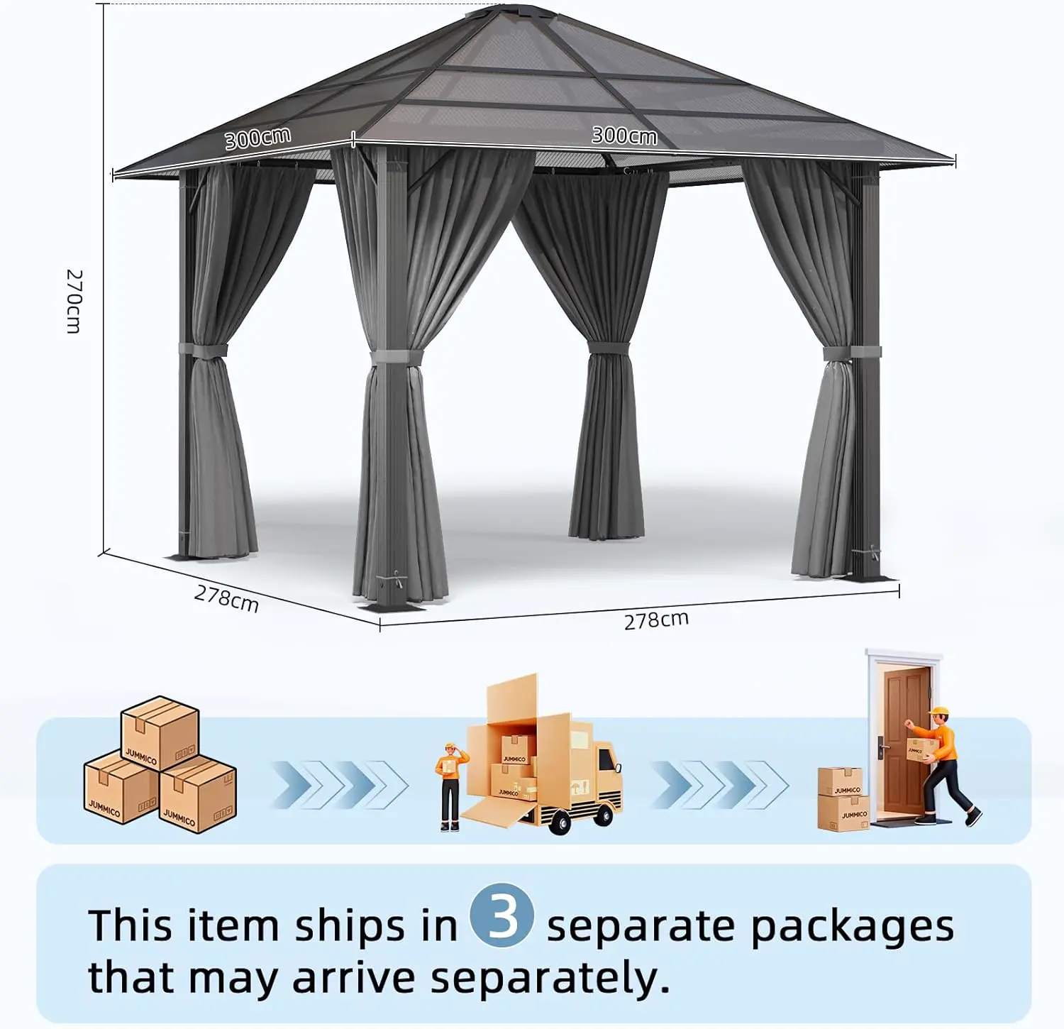Pergola en aluminium 3x3 m vue 7