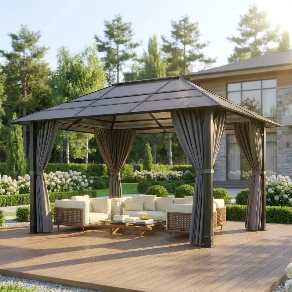JUMMICO Tonnelle de Jardin Extérieur 3x4m en Aluminium Robuste