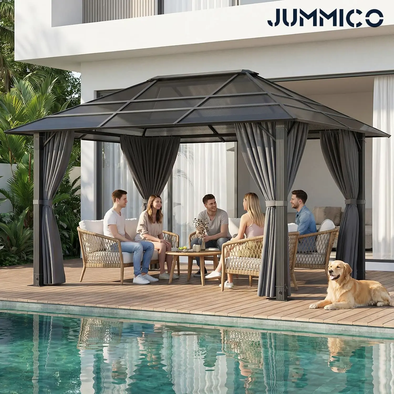 Pergola en aluminium gris 3x4 m vue 7