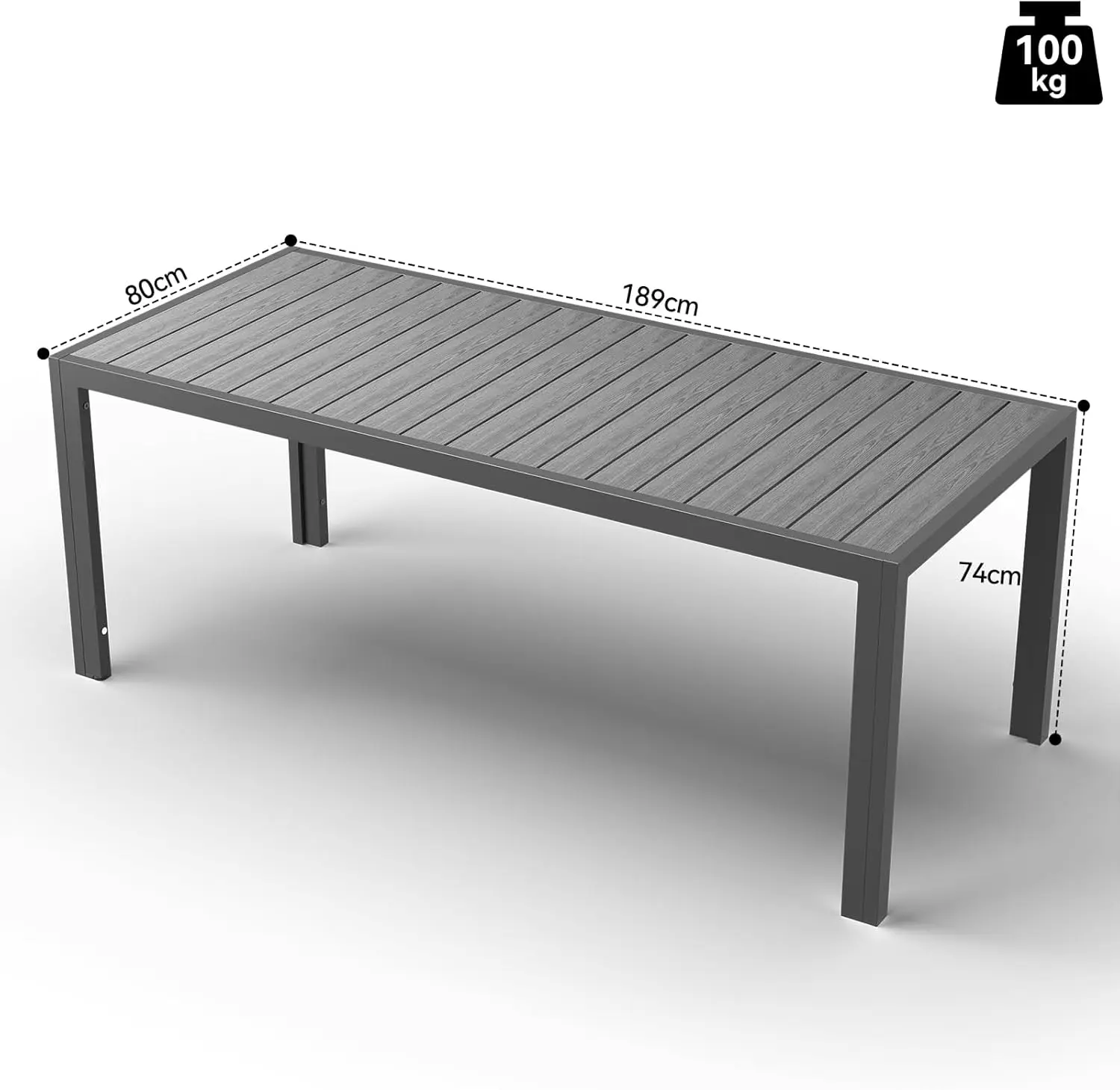Table de jardin 8 places en bois gris vue 3