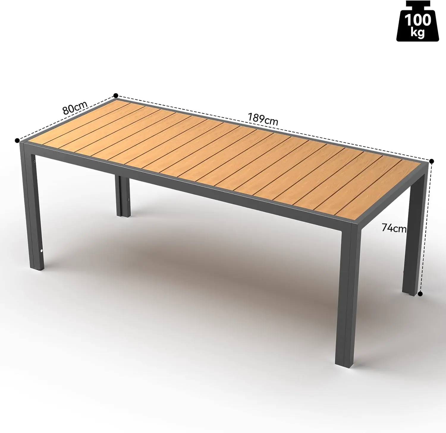 Table de jardin 8 places en bois marron vue 3