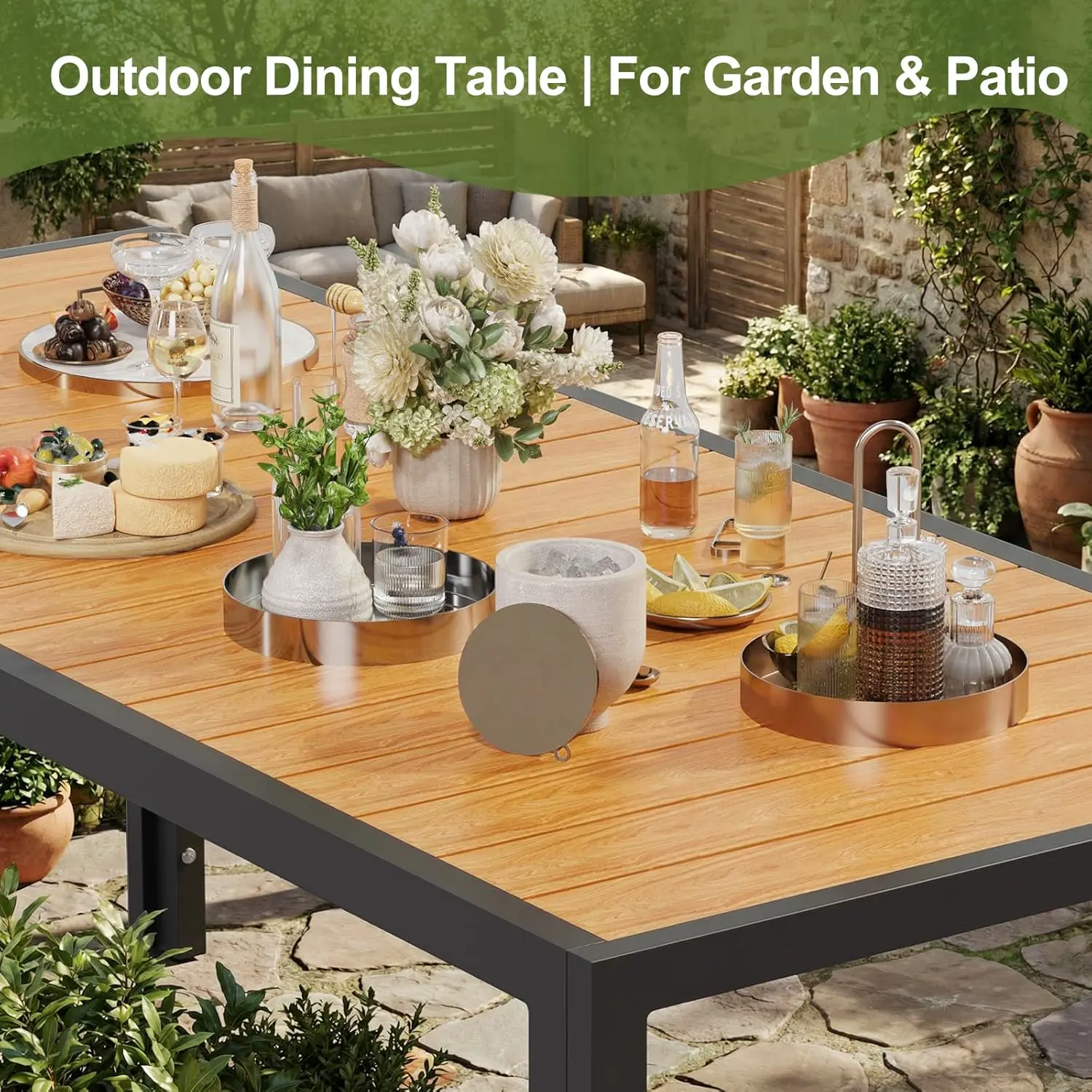 Table de jardin 8 places en bois marron vue 6