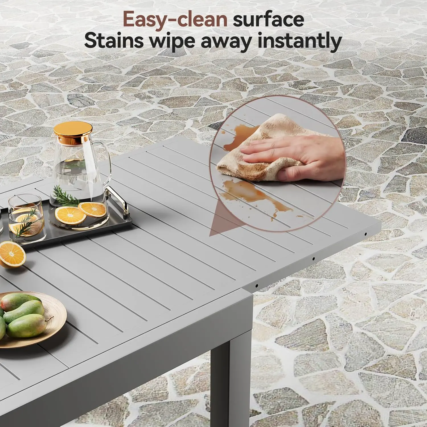 Table de jardin 10 places en aluminium gris vue 6