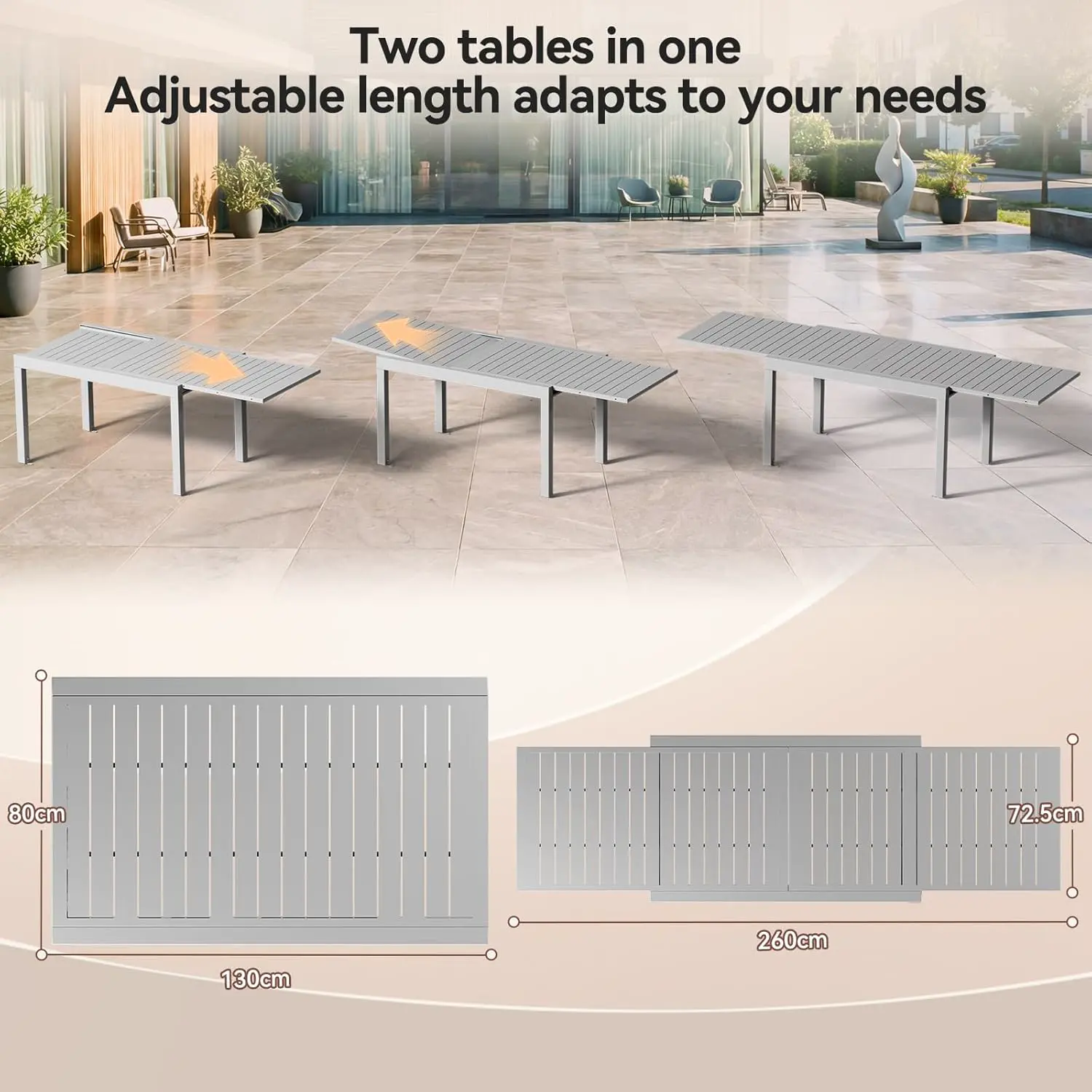 Table de jardin 10 places en aluminium gris vue 7