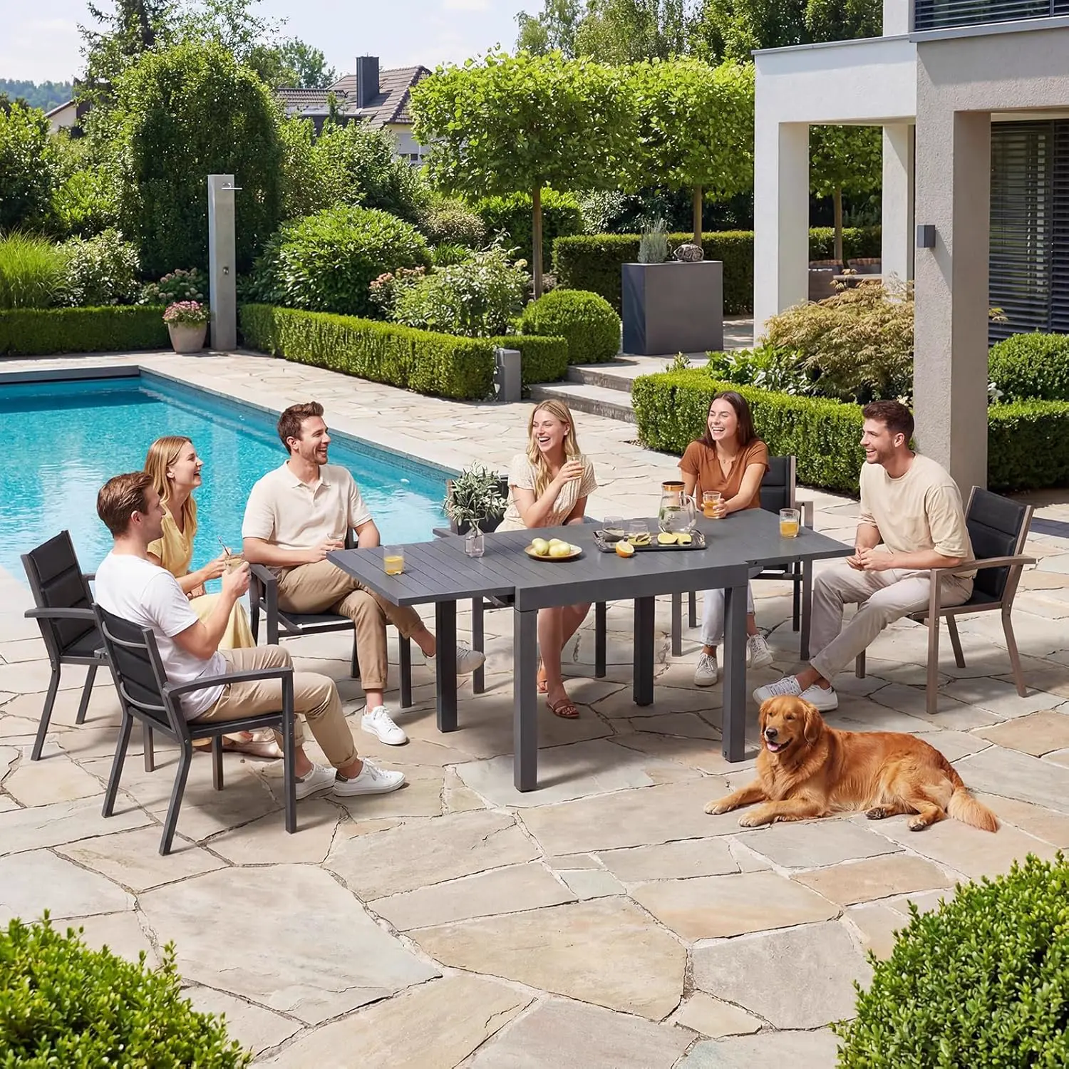 Table de jardin 10 places en aluminium vue 2
