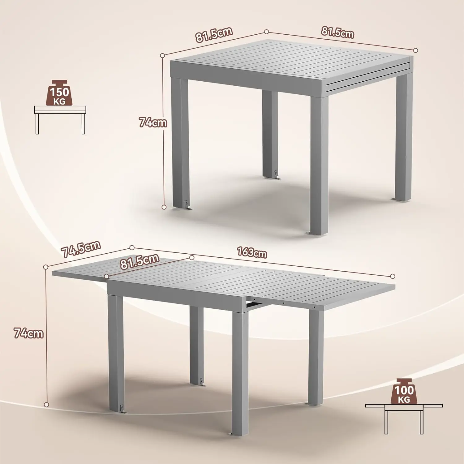 Table de jardin 10 places en aluminium gris vue 3