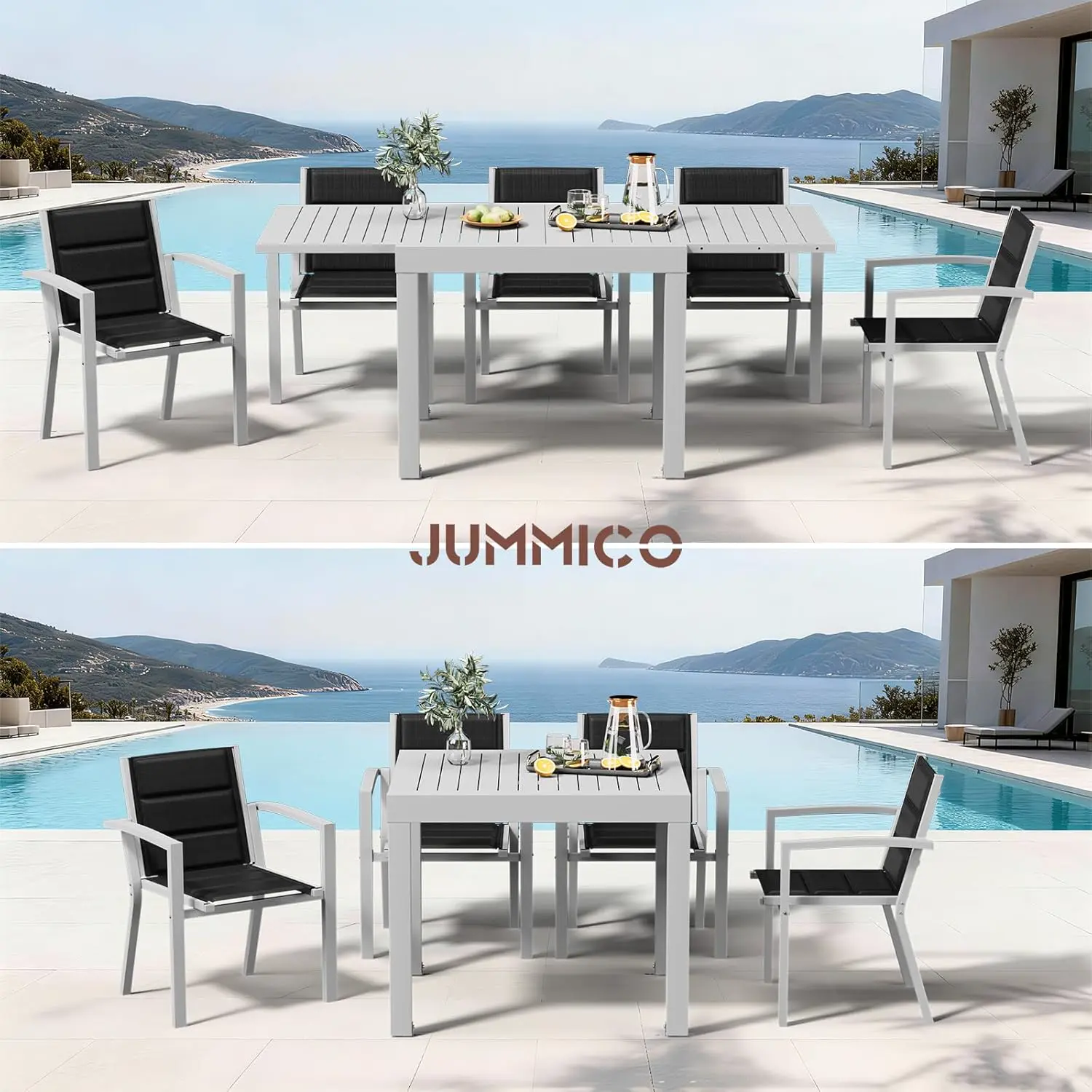 Table de jardin 10 places en aluminium gris vue 4