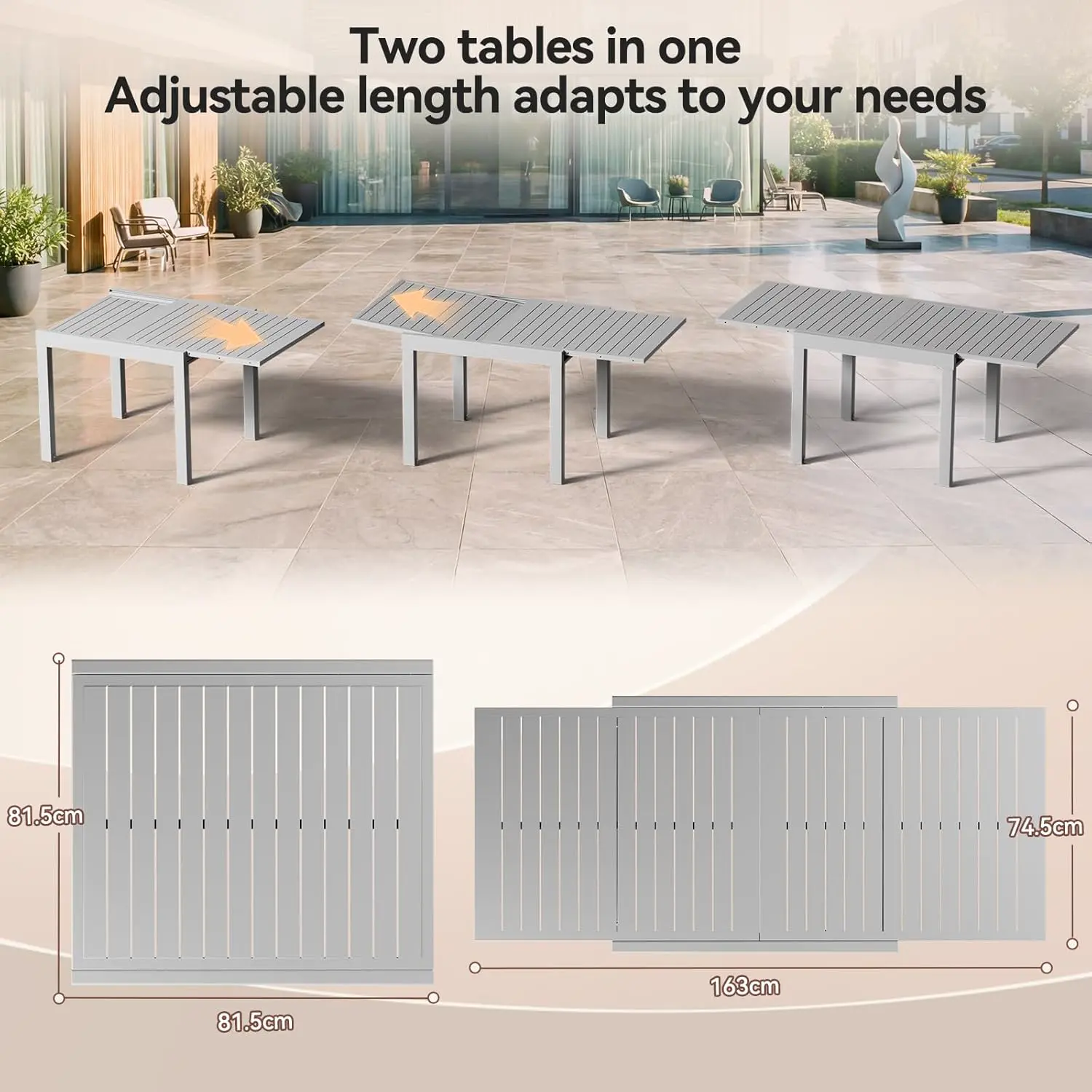 Table de jardin 10 places en aluminium gris vue 7