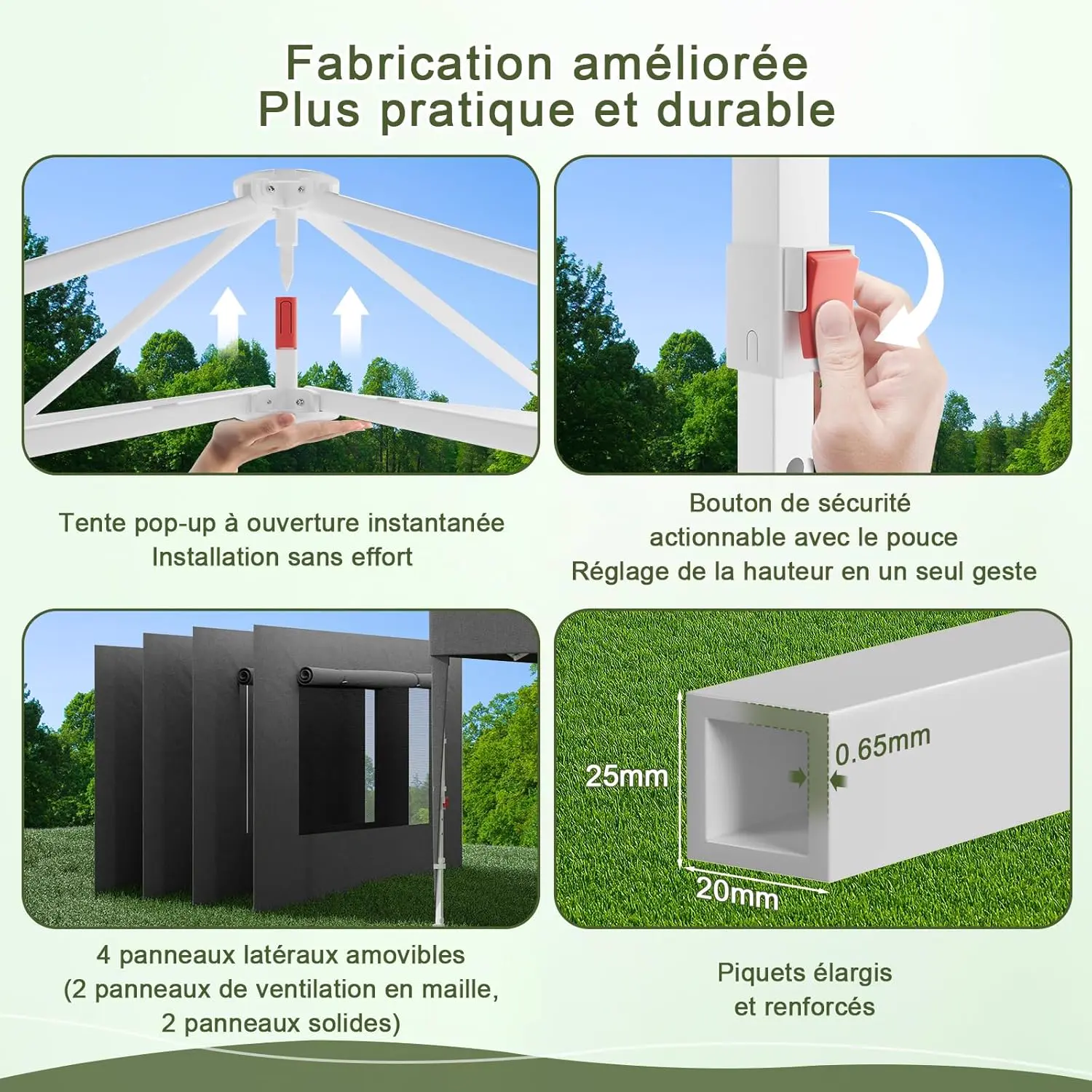 Tonnelle gris 3x3 m vue 7
